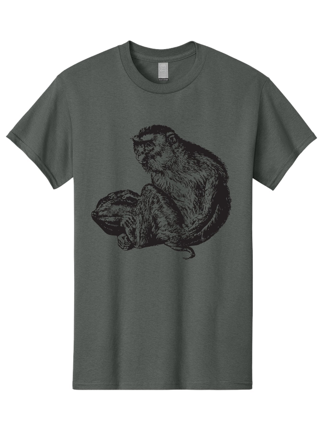 Monkey-And-Baby Men'S Graphic Tee, 100% Cotton, Comfortable Casual Summer Wear, Machine Washable, Monkey Holding Baby Monkey, Primate Love, Primate Family, Animal Bonding, Nurturing, Wildlife Illustration, Detailed Drawing Aad915 14