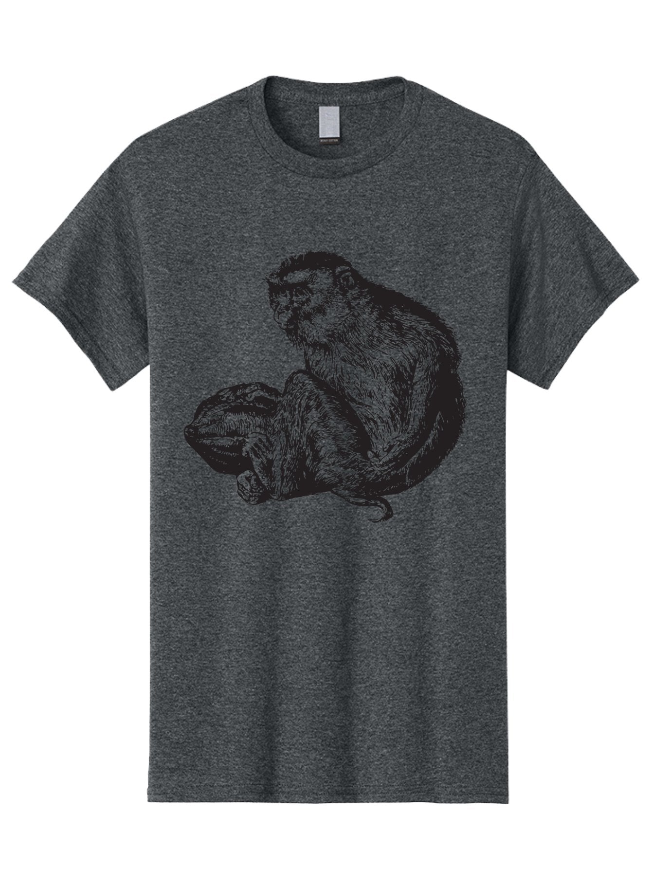 Monkey-And-Baby Men'S Graphic Tee, 100% Cotton, Comfortable Casual Summer Wear, Machine Washable, Monkey Holding Baby Monkey, Primate Love, Primate Family, Animal Bonding, Nurturing, Wildlife Illustration, Detailed Drawing Aad915