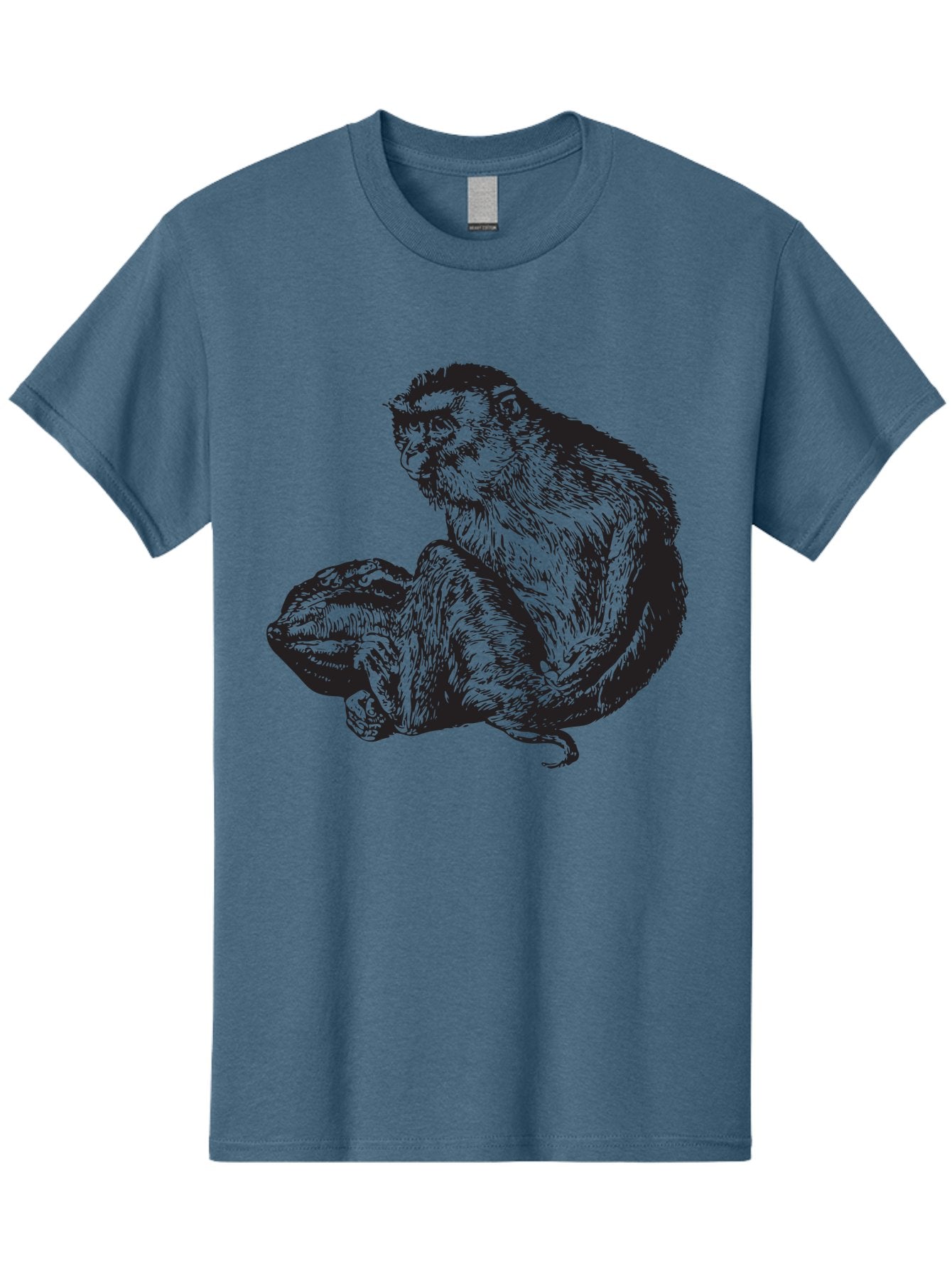 Monkey-And-Baby Men'S Graphic Tee, 100% Cotton, Comfortable Casual Summer Wear, Machine Washable, Monkey Holding Baby Monkey, Primate Love, Primate Family, Animal Bonding, Nurturing, Wildlife Illustration, Detailed Drawing Aad915 4