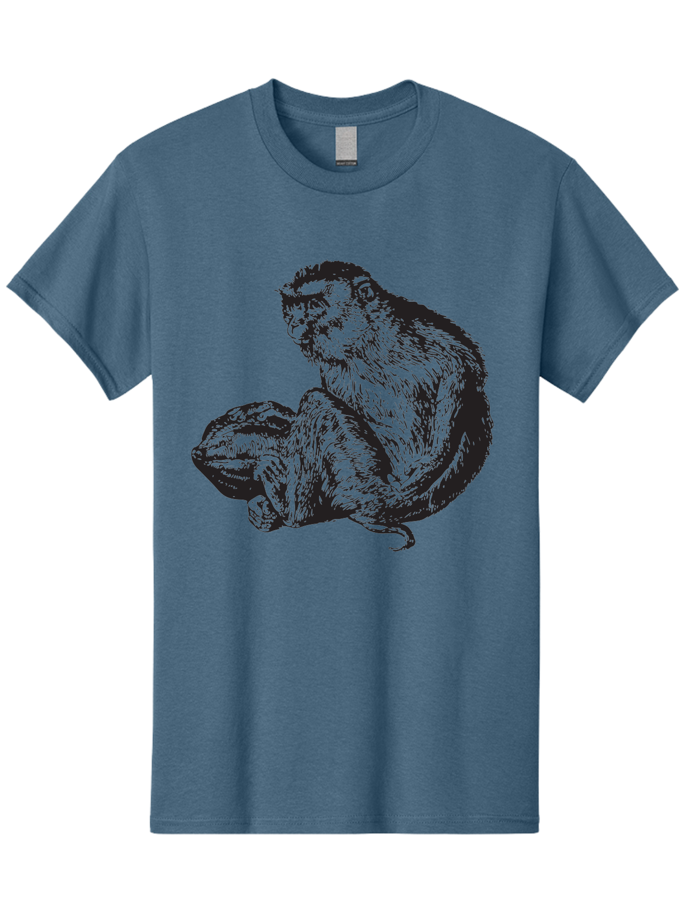 Monkey-And-Baby Men'S Graphic Tee, 100% Cotton, Comfortable Casual Summer Wear, Machine Washable, Monkey Holding Baby Monkey, Primate Love, Primate Family, Animal Bonding, Nurturing, Wildlife Illustration, Detailed Drawing Aad915 23