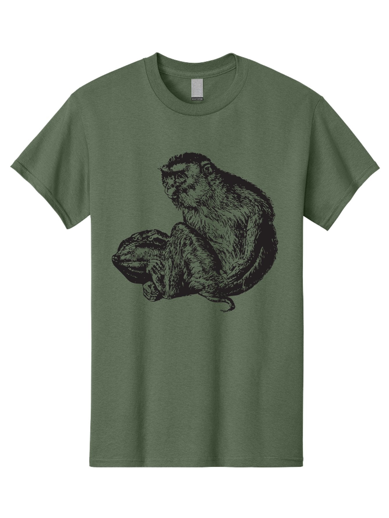 Monkey-And-Baby Men'S Graphic Tee, 100% Cotton, Comfortable Casual Summer Wear, Machine Washable, Monkey Holding Baby Monkey, Primate Love, Primate Family, Animal Bonding, Nurturing, Wildlife Illustration, Detailed Drawing Aad915 12