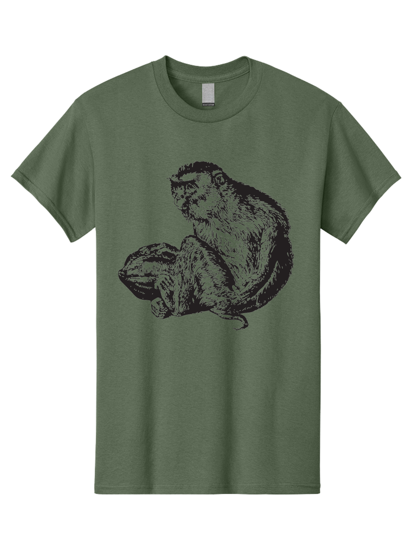 Monkey-And-Baby Men'S Graphic Tee, 100% Cotton, Comfortable Casual Summer Wear, Machine Washable, Monkey Holding Baby Monkey, Primate Love, Primate Family, Animal Bonding, Nurturing, Wildlife Illustration, Detailed Drawing Aad915 5