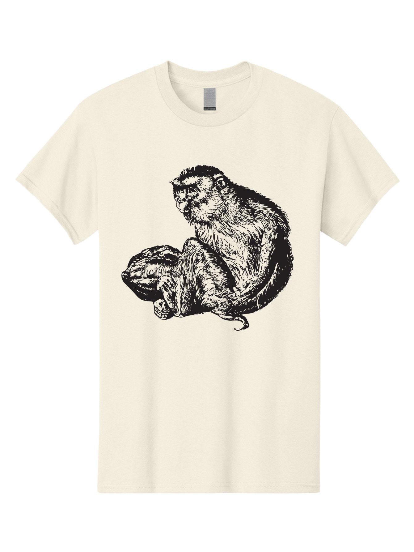 Monkey-And-Baby Men'S Graphic Tee, 100% Cotton, Comfortable Casual Summer Wear, Machine Washable, Monkey Holding Baby Monkey, Primate Love, Primate Family, Animal Bonding, Nurturing, Wildlife Illustration, Detailed Drawing Aad915 11