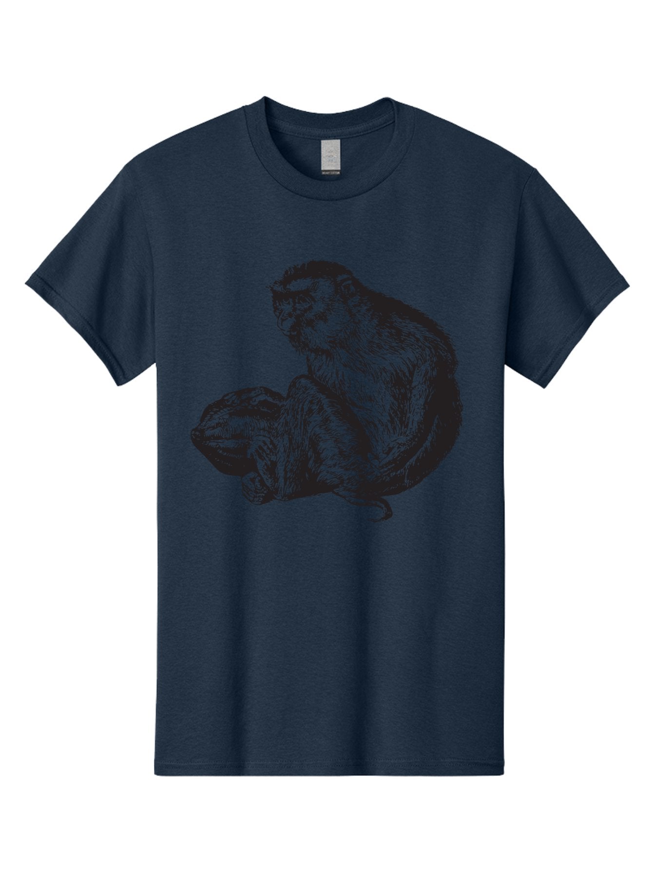 Monkey-And-Baby Men'S Graphic Tee, 100% Cotton, Comfortable Casual Summer Wear, Machine Washable, Monkey Holding Baby Monkey, Primate Love, Primate Family, Animal Bonding, Nurturing, Wildlife Illustration, Detailed Drawing Aad915 8