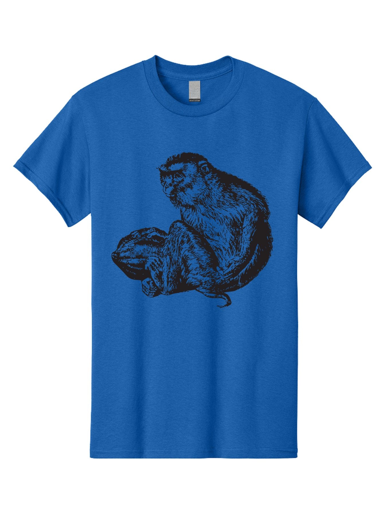 Monkey-And-Baby Men'S Graphic Tee, 100% Cotton, Comfortable Casual Summer Wear, Machine Washable, Monkey Holding Baby Monkey, Primate Love, Primate Family, Animal Bonding, Nurturing, Wildlife Illustration, Detailed Drawing Aad915 9