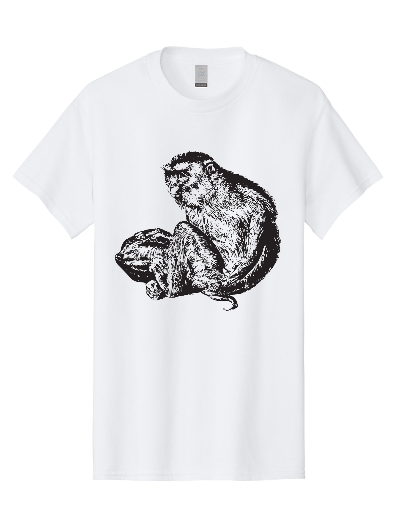 Monkey-And-Baby Men'S Graphic Tee, 100% Cotton, Comfortable Casual Summer Wear, Machine Washable, Monkey Holding Baby Monkey, Primate Love, Primate Family, Animal Bonding, Nurturing, Wildlife Illustration, Detailed Drawing Aad915 13