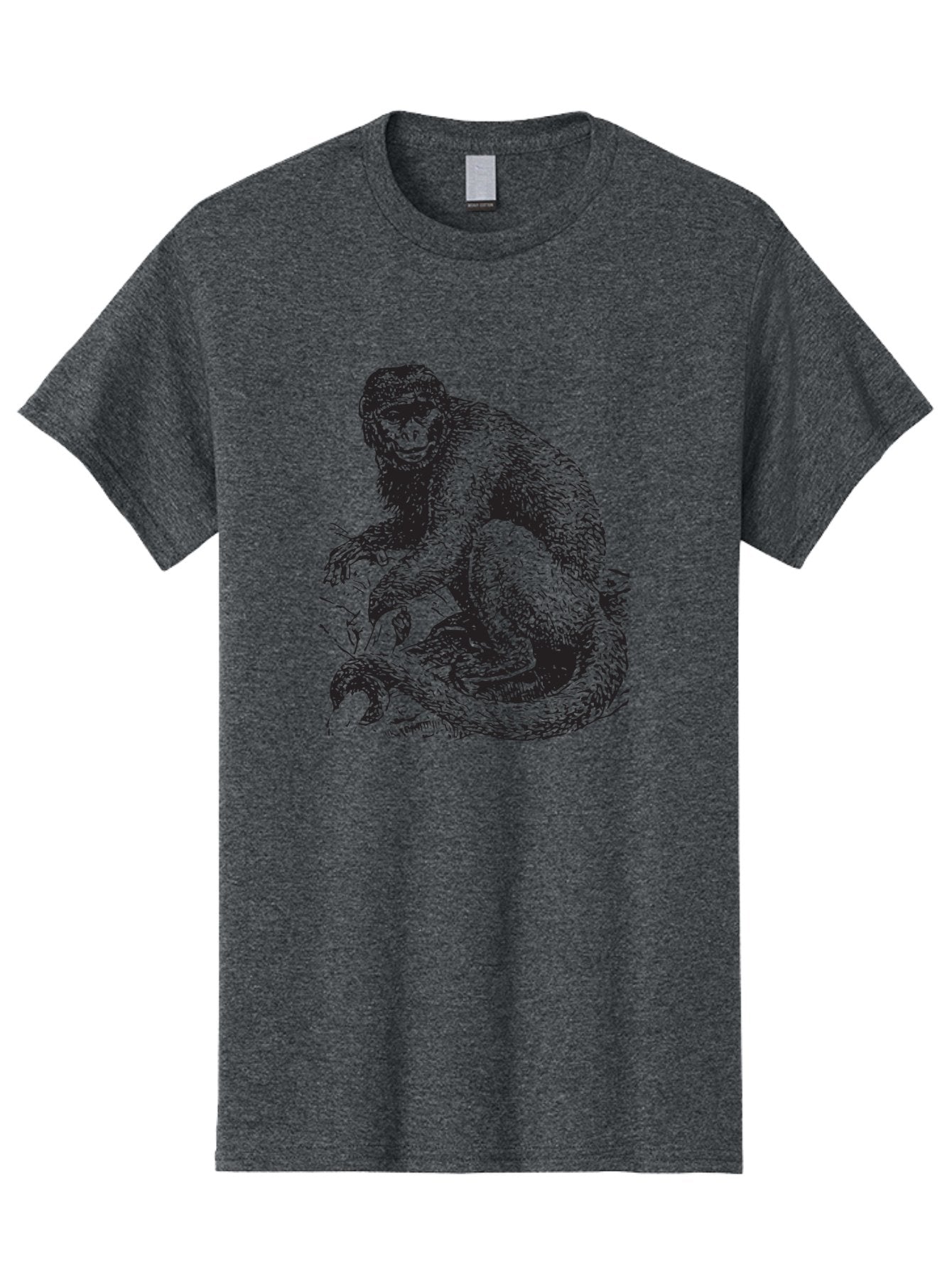 Monkey-Eating-Snake Men'S Graphic Tee, 100% Cotton, Comfortable Casual Summer Wear, Machine Washable, Monkey With Long Tail, Wildlife Art, Primate Illustration, Monkey Drawing, Furry Creature, Animal Graphics, Monkey Artwork, Simple Sketches Aad916 12