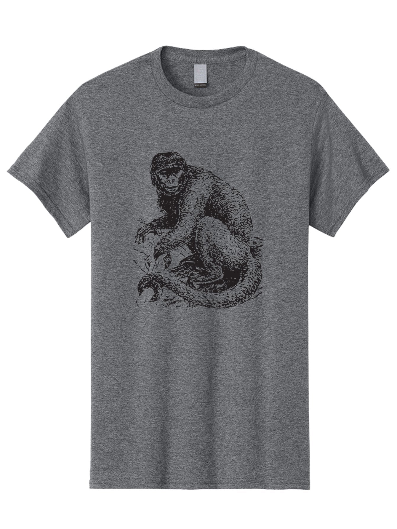 Monkey-Eating-Snake Men'S Graphic Tee, 100% Cotton, Comfortable Casual Summer Wear, Machine Washable, Monkey With Long Tail, Wildlife Art, Primate Illustration, Monkey Drawing, Furry Creature, Animal Graphics, Monkey Artwork, Simple Sketches Aad916 8