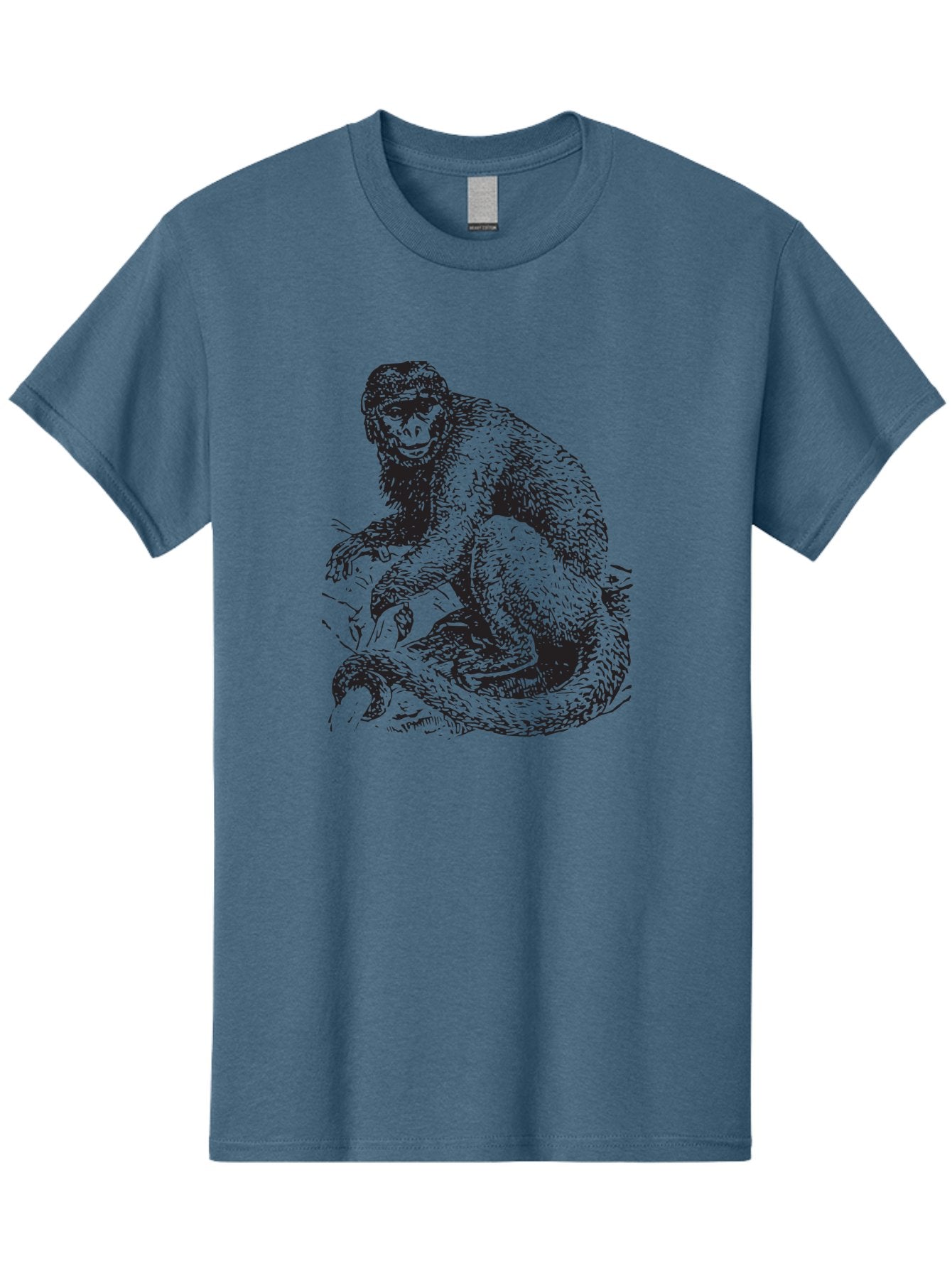 Monkey-Eating-Snake Men'S Graphic Tee, 100% Cotton, Comfortable Casual Summer Wear, Machine Washable, Monkey With Long Tail, Wildlife Art, Primate Illustration, Monkey Drawing, Furry Creature, Animal Graphics, Monkey Artwork, Simple Sketches Aad916 11