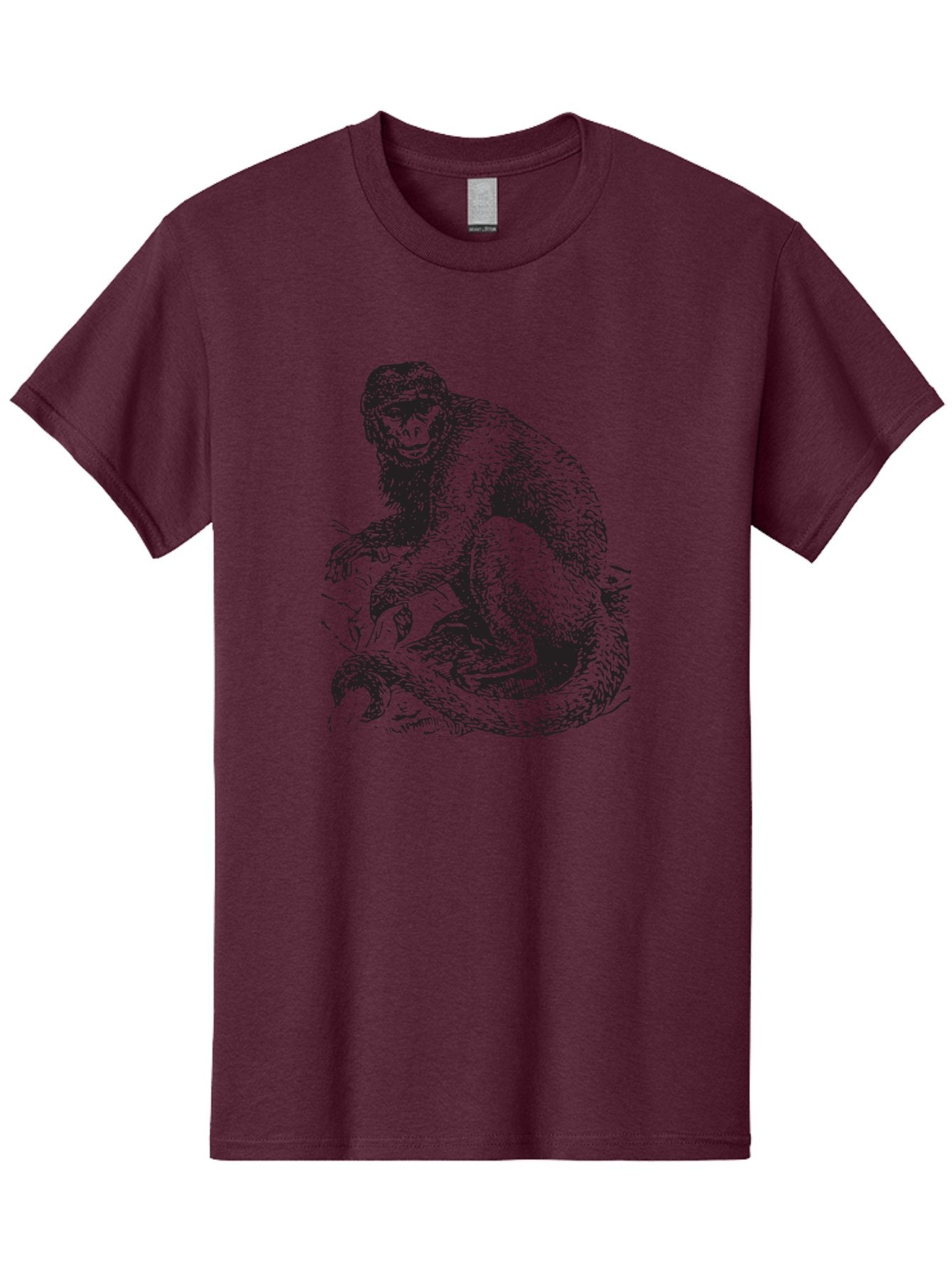 Monkey-Eating-Snake Men'S Graphic Tee, 100% Cotton, Comfortable Casual Summer Wear, Machine Washable, Monkey With Long Tail, Wildlife Art, Primate Illustration, Monkey Drawing, Furry Creature, Animal Graphics, Monkey Artwork, Simple Sketches Aad916 4