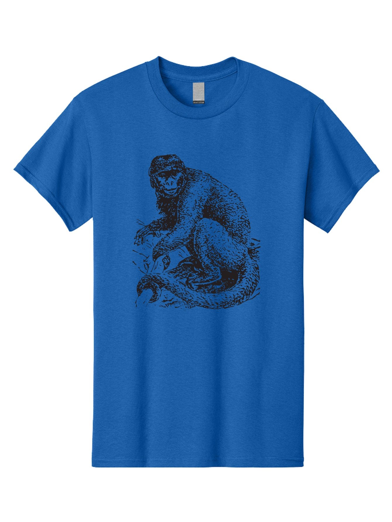 Monkey-Eating-Snake Men'S Graphic Tee, 100% Cotton, Comfortable Casual Summer Wear, Machine Washable, Monkey With Long Tail, Wildlife Art, Primate Illustration, Monkey Drawing, Furry Creature, Animal Graphics, Monkey Artwork, Simple Sketches Aad916 10