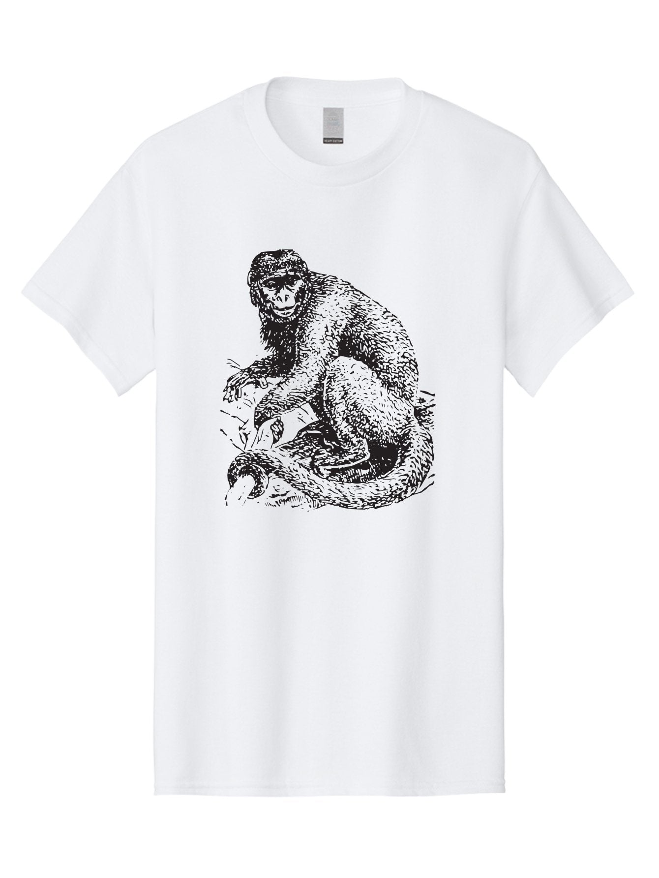 Monkey-Eating-Snake Men'S Graphic Tee, 100% Cotton, Comfortable Casual Summer Wear, Machine Washable, Monkey With Long Tail, Wildlife Art, Primate Illustration, Monkey Drawing, Furry Creature, Animal Graphics, Monkey Artwork, Simple Sketches Aad916