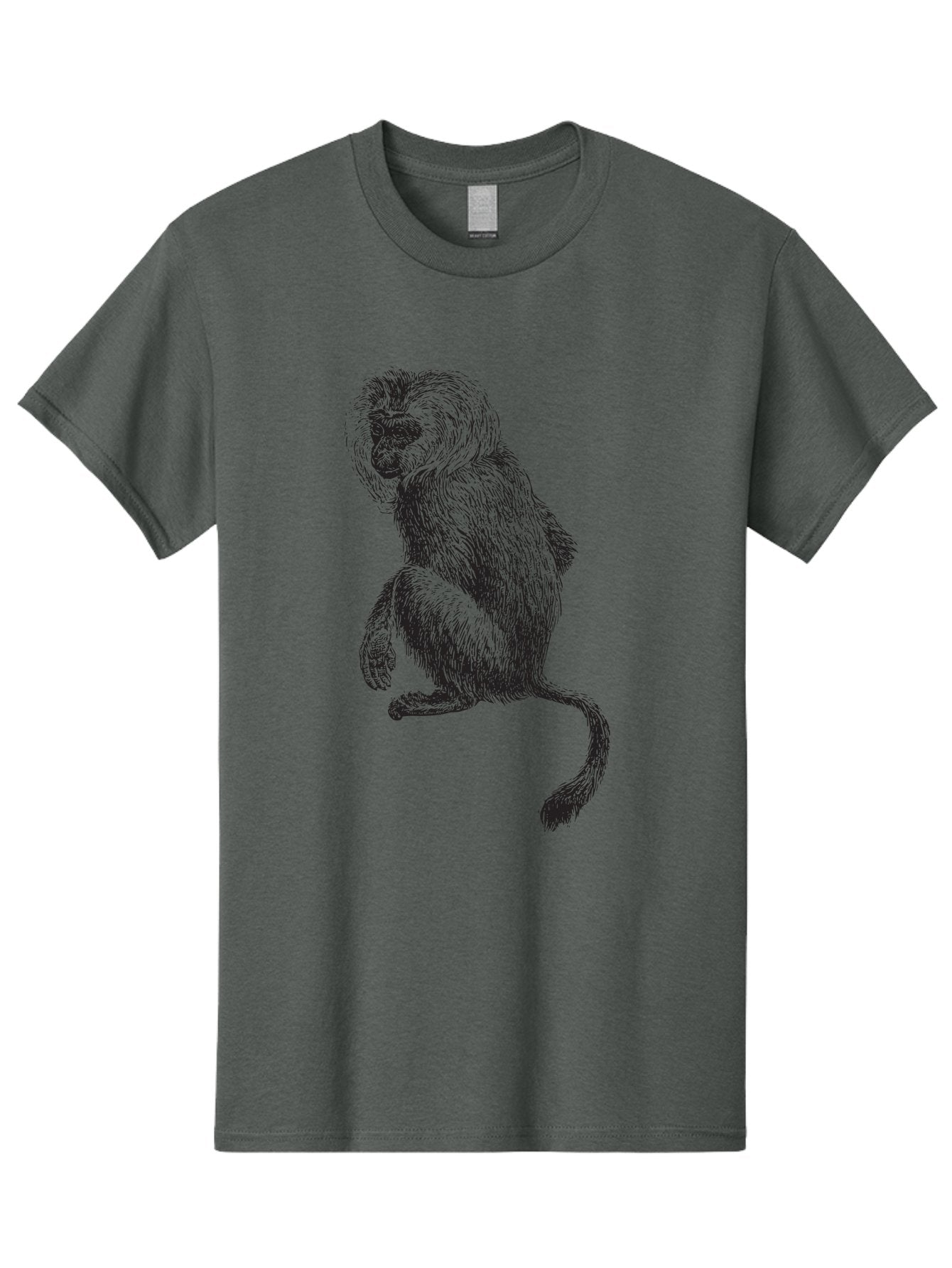 Monkey-Illustration Men'S Graphic Tee, 100% Cotton, Comfortable Casual Summer Wear, Machine Washable, Monkey Sketch, Primate Art, Wild Animal Drawing, Furry Creature, Tail Swish, Wildlife Illustration, Animal Graphics, Monkey Face, Aad917 6