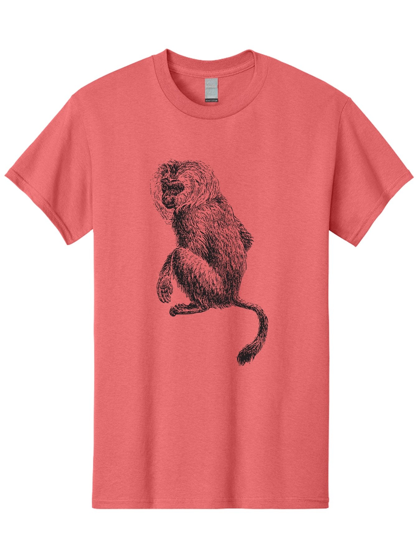 Monkey-Illustration Men'S Graphic Tee, 100% Cotton, Comfortable Casual Summer Wear, Machine Washable, Monkey Sketch, Primate Art, Wild Animal Drawing, Furry Creature, Tail Swish, Wildlife Illustration, Animal Graphics, Monkey Face, Aad917 13