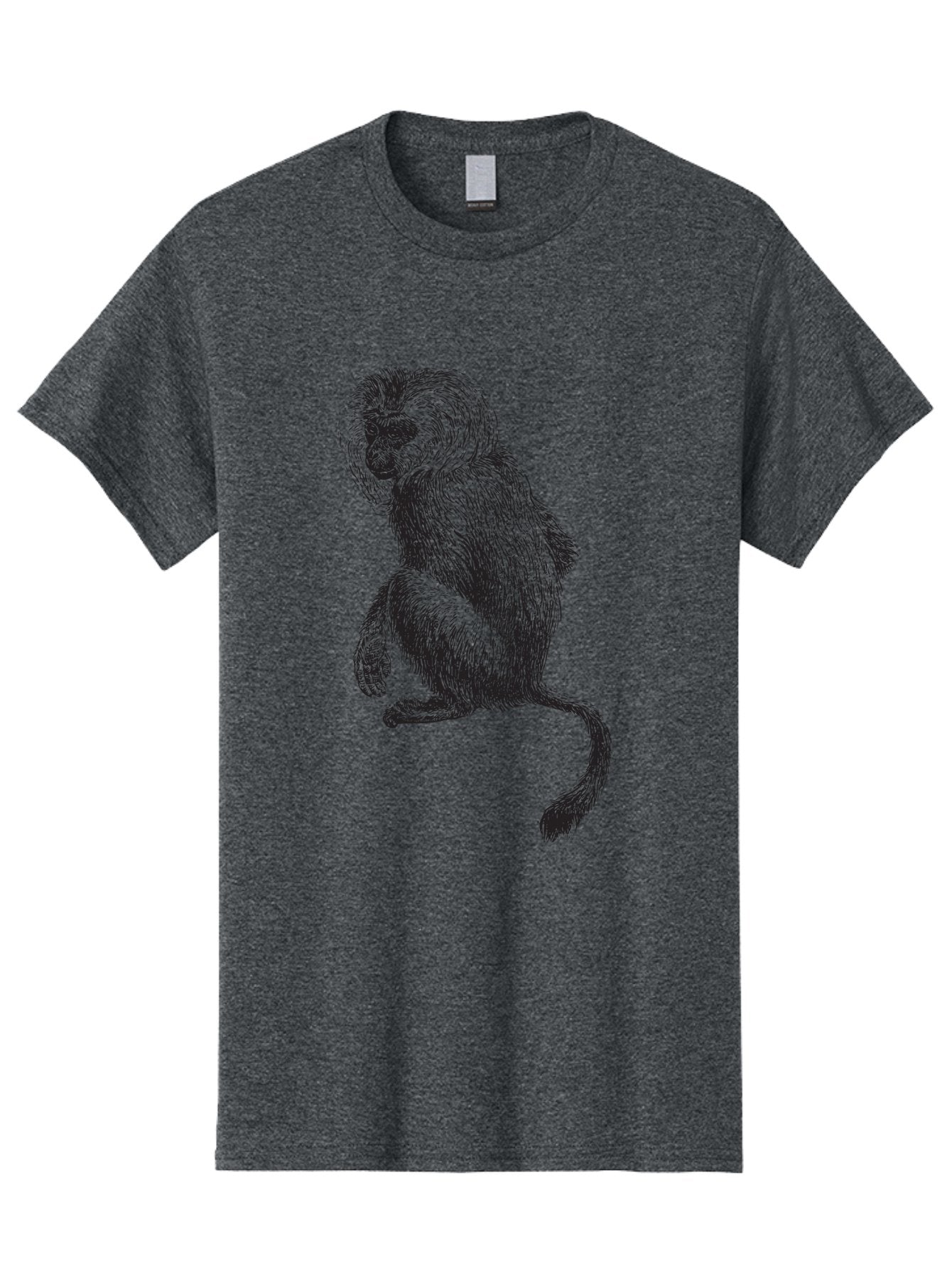Monkey-Illustration Men'S Graphic Tee, 100% Cotton, Comfortable Casual Summer Wear, Machine Washable, Monkey Sketch, Primate Art, Wild Animal Drawing, Furry Creature, Tail Swish, Wildlife Illustration, Animal Graphics, Monkey Face, Aad917