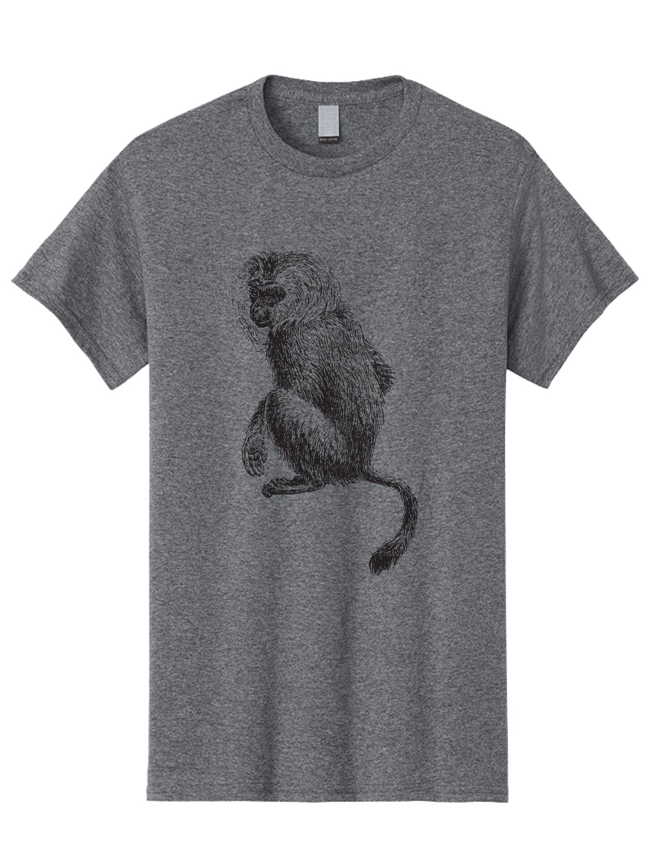Monkey-Illustration Men'S Graphic Tee, 100% Cotton, Comfortable Casual Summer Wear, Machine Washable, Monkey Sketch, Primate Art, Wild Animal Drawing, Furry Creature, Tail Swish, Wildlife Illustration, Animal Graphics, Monkey Face, Aad917 7