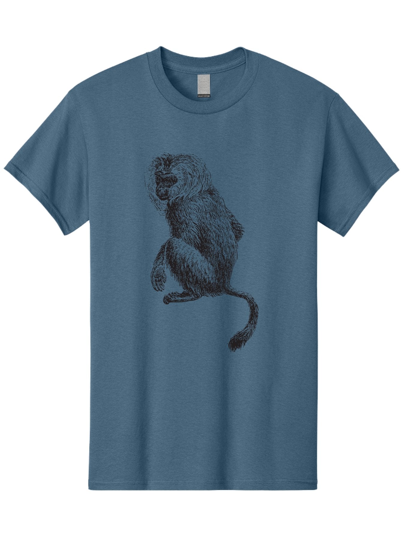 Monkey-Illustration Men'S Graphic Tee, 100% Cotton, Comfortable Casual Summer Wear, Machine Washable, Monkey Sketch, Primate Art, Wild Animal Drawing, Furry Creature, Tail Swish, Wildlife Illustration, Animal Graphics, Monkey Face, Aad917 14
