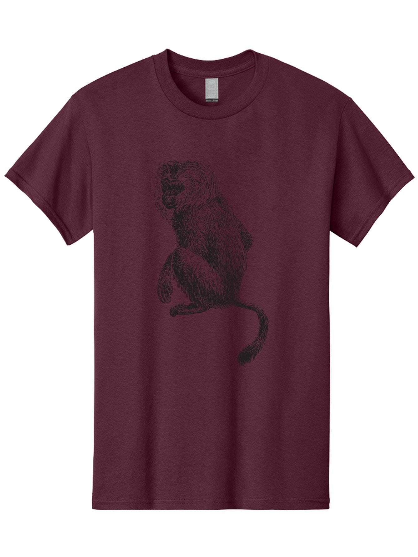 Monkey-Illustration Men'S Graphic Tee, 100% Cotton, Comfortable Casual Summer Wear, Machine Washable, Monkey Sketch, Primate Art, Wild Animal Drawing, Furry Creature, Tail Swish, Wildlife Illustration, Animal Graphics, Monkey Face, Aad917 4