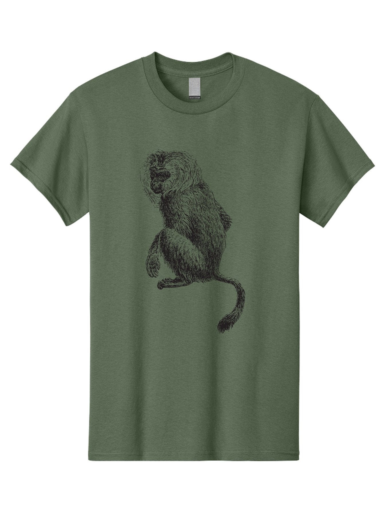 Monkey-Illustration Men'S Graphic Tee, 100% Cotton, Comfortable Casual Summer Wear, Machine Washable, Monkey Sketch, Primate Art, Wild Animal Drawing, Furry Creature, Tail Swish, Wildlife Illustration, Animal Graphics, Monkey Face, Aad917 3