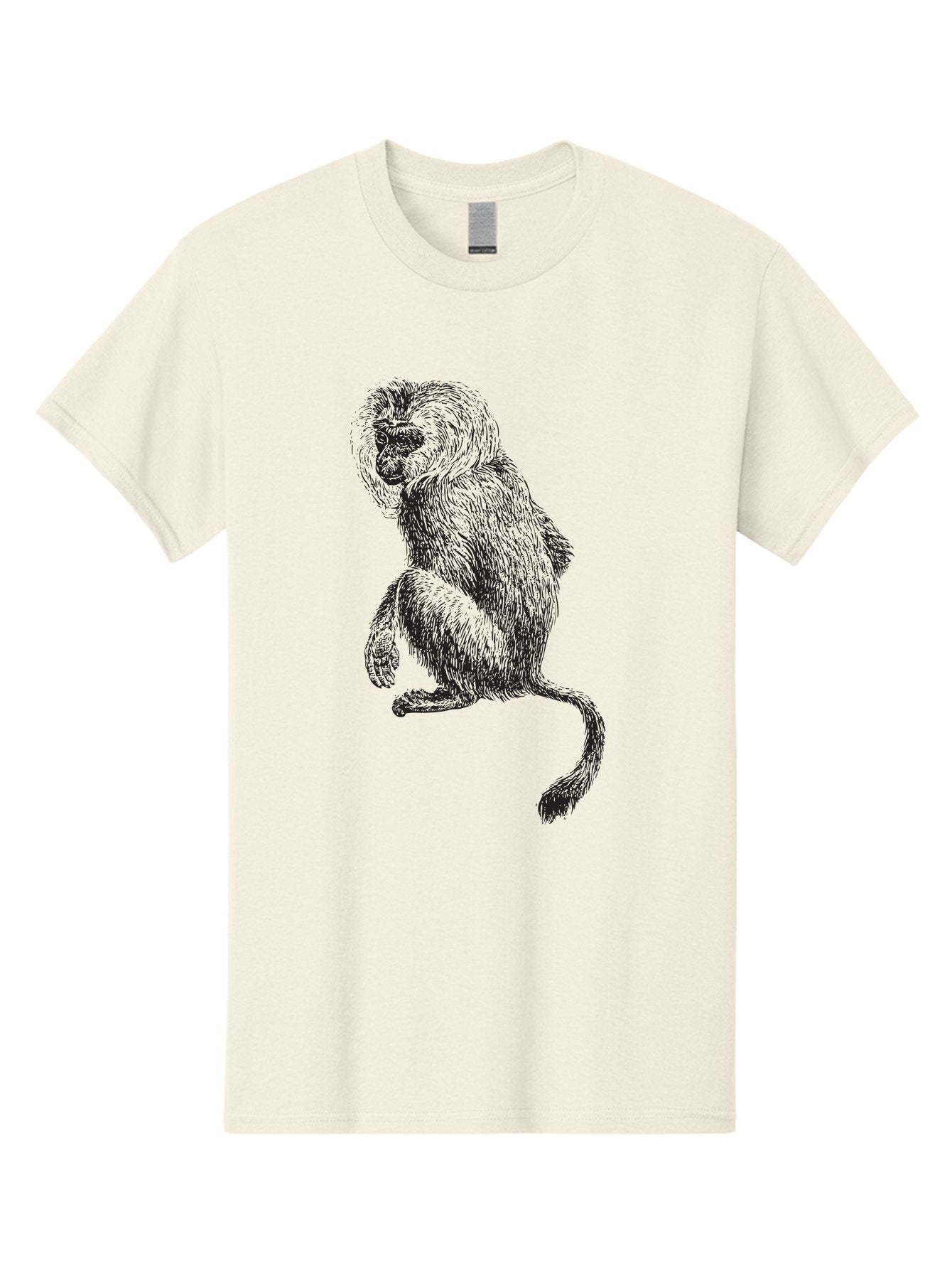Monkey-Illustration Men'S Graphic Tee, 100% Cotton, Comfortable Casual Summer Wear, Machine Washable, Monkey Sketch, Primate Art, Wild Animal Drawing, Furry Creature, Tail Swish, Wildlife Illustration, Animal Graphics, Monkey Face, Aad917 10