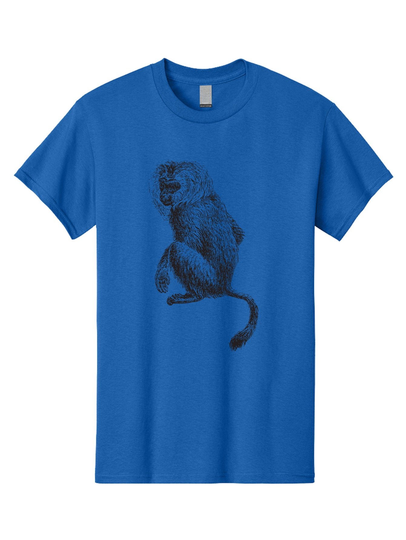 Monkey-Illustration Men'S Graphic Tee, 100% Cotton, Comfortable Casual Summer Wear, Machine Washable, Monkey Sketch, Primate Art, Wild Animal Drawing, Furry Creature, Tail Swish, Wildlife Illustration, Animal Graphics, Monkey Face, Aad917 15