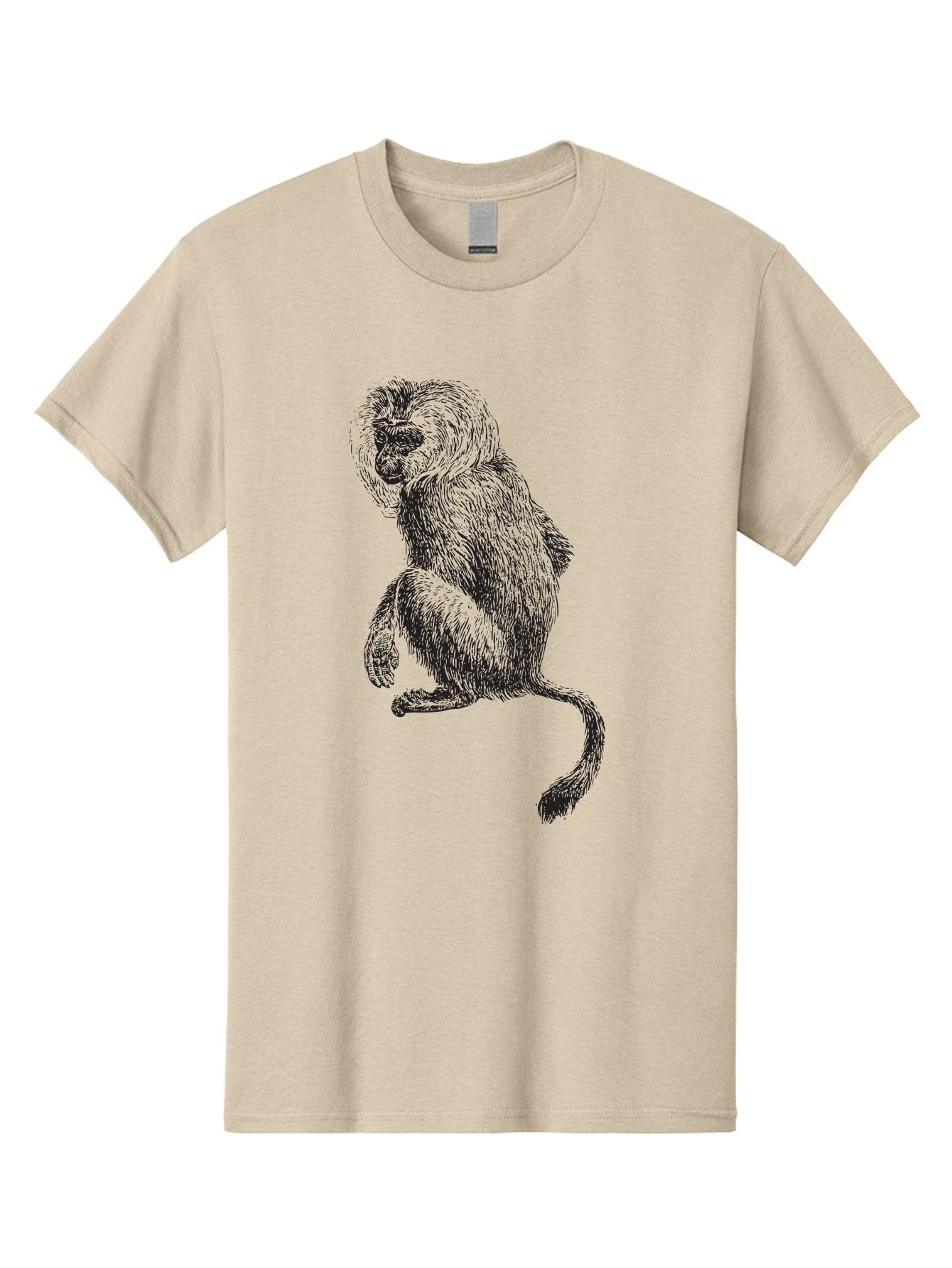Monkey-Illustration Men'S Graphic Tee, 100% Cotton, Comfortable Casual Summer Wear, Machine Washable, Monkey Sketch, Primate Art, Wild Animal Drawing, Furry Creature, Tail Swish, Wildlife Illustration, Animal Graphics, Monkey Face, Aad917 9