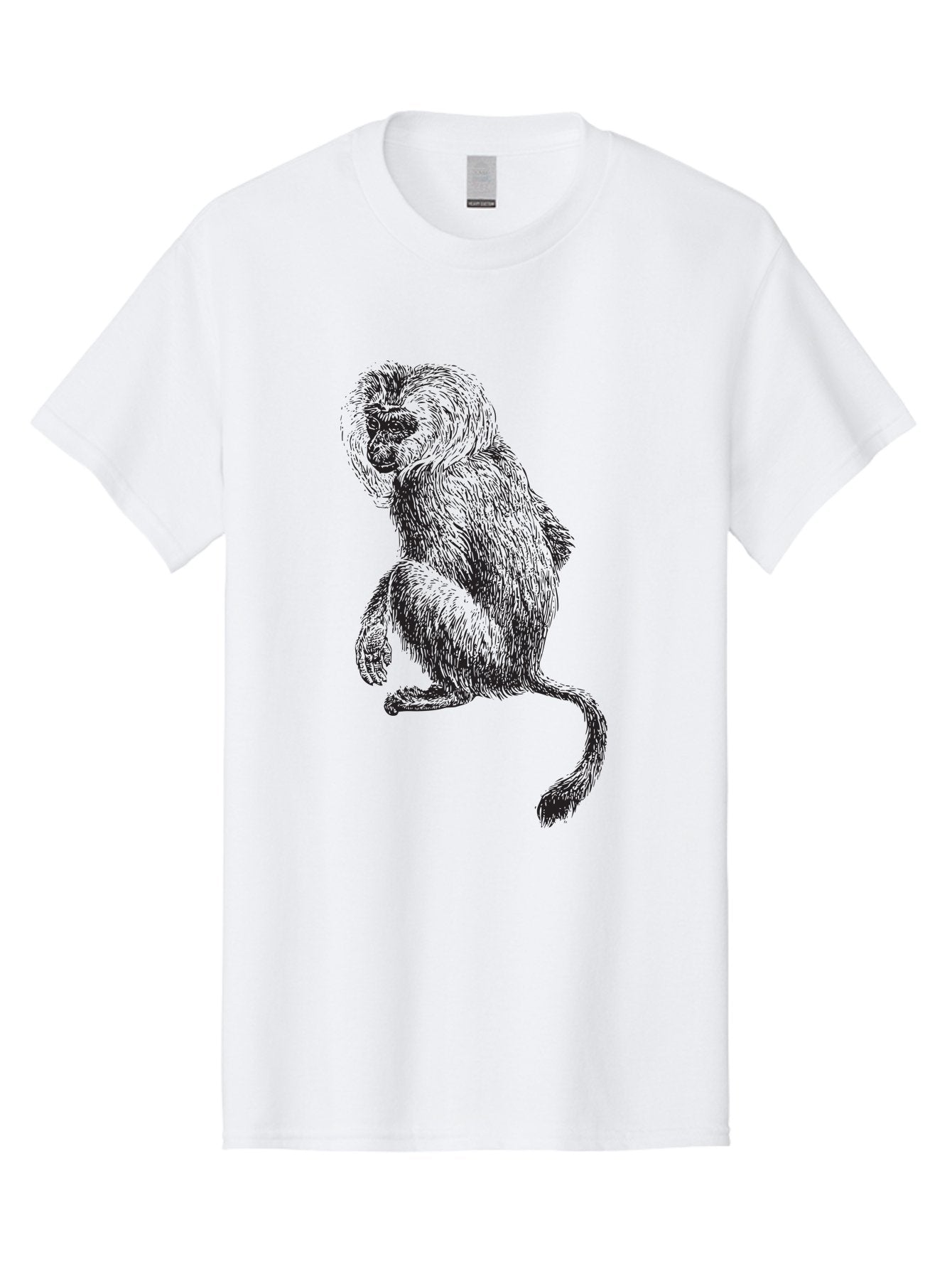 Monkey-Illustration Men'S Graphic Tee, 100% Cotton, Comfortable Casual Summer Wear, Machine Washable, Monkey Sketch, Primate Art, Wild Animal Drawing, Furry Creature, Tail Swish, Wildlife Illustration, Animal Graphics, Monkey Face, Aad917