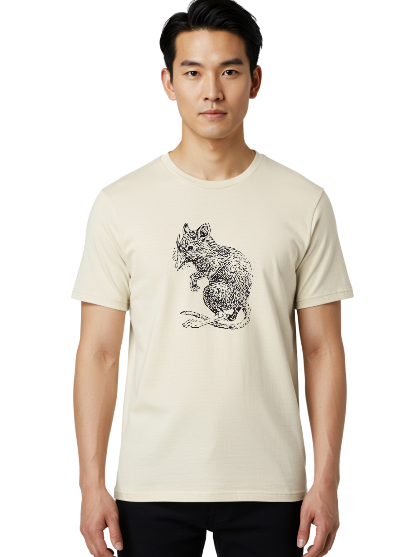 Mouse Men'S Graphic Tee, 100% Cotton, Comfortable Casual Summer Wear, Machine Washable, Mouse Illustration, Rodent Drawing, Small Mammal, Black And White Artwork, Detailed Fur Texture, Whiskers, Cartoon Style, Minimalist Design Aad918 20