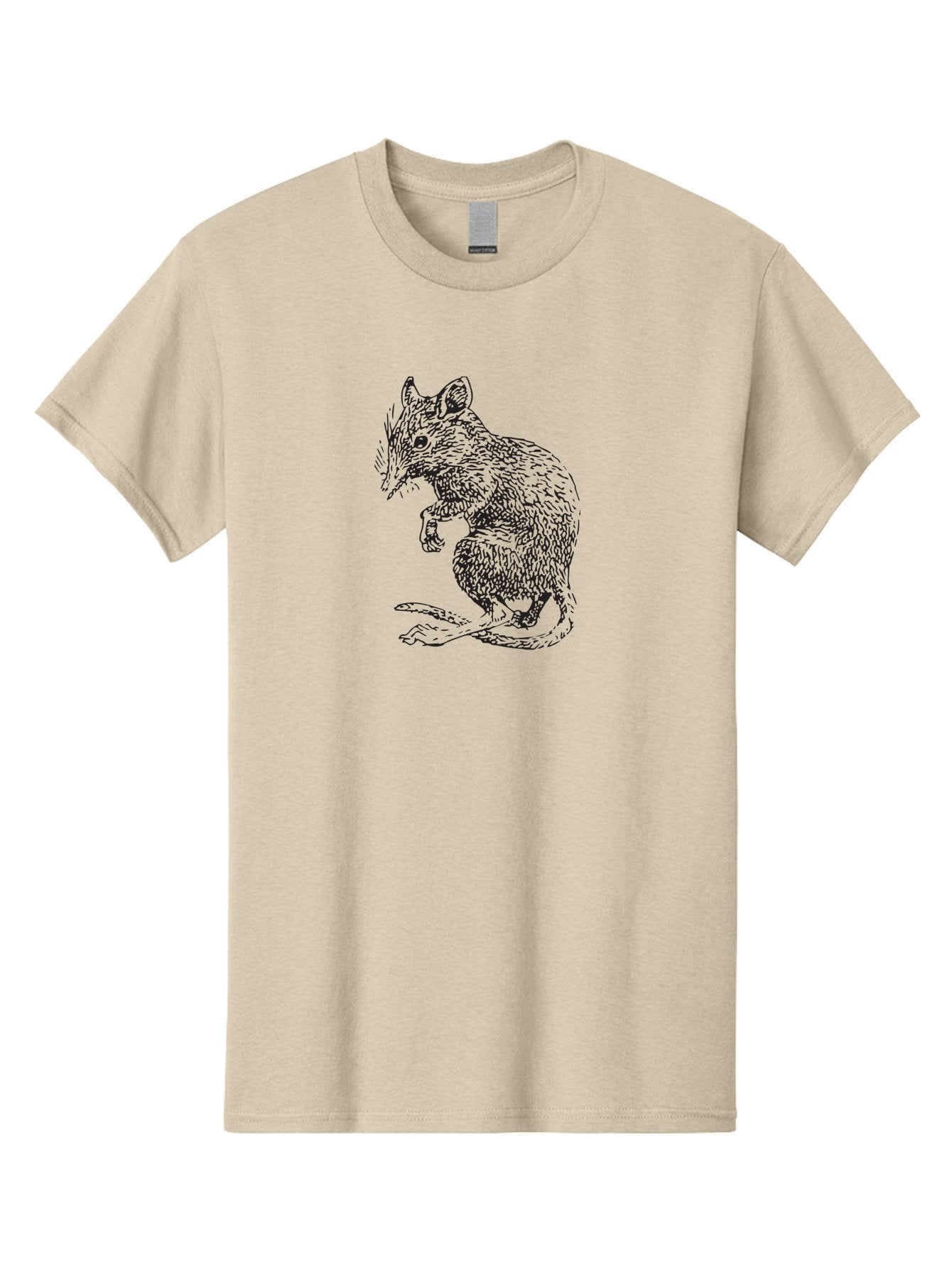 Mouse Men'S Graphic Tee, 100% Cotton, Comfortable Casual Summer Wear, Machine Washable, Mouse Illustration, Rodent Drawing, Small Mammal, Black And White Artwork, Detailed Fur Texture, Whiskers, Cartoon Style, Minimalist Design Aad918 3