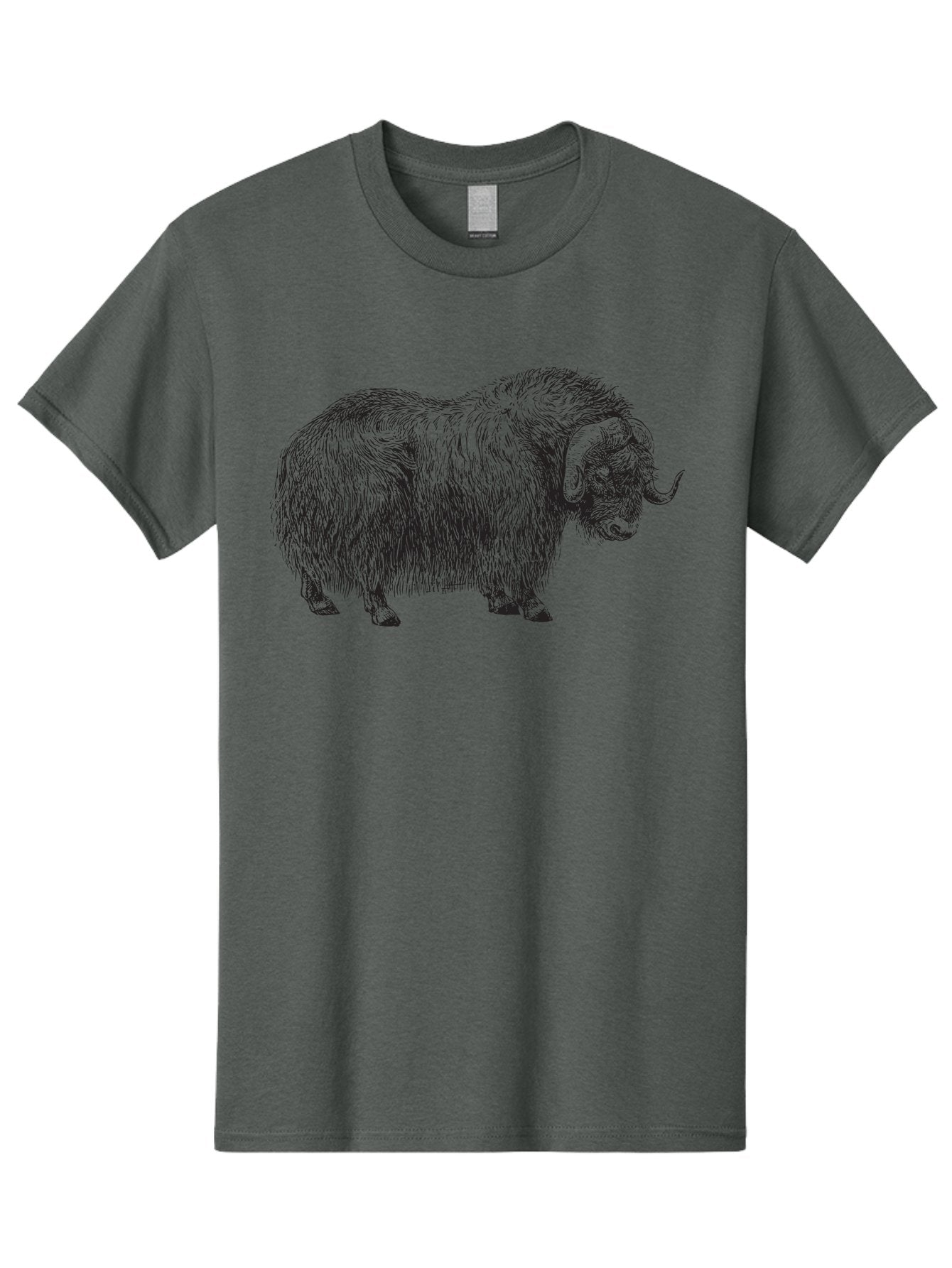 Musk-Ox Men'S Graphic Tee, 100% Cotton, Comfortable Casual Summer Wear, Machine Washable, Muskox Illustration, Detailed Line Art, Wild Animal Portrait, Shaggy Fur, Horned Creature, Arctic Wildlife, Nature Sketch Aad919 7