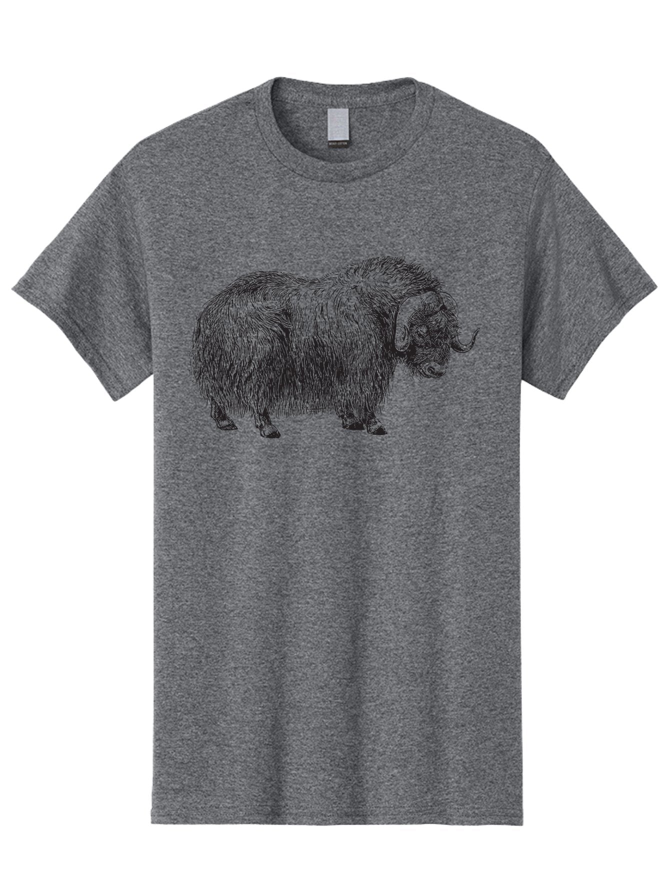 Musk-Ox Men'S Graphic Tee, 100% Cotton, Comfortable Casual Summer Wear, Machine Washable, Muskox Illustration, Detailed Line Art, Wild Animal Portrait, Shaggy Fur, Horned Creature, Arctic Wildlife, Nature Sketch Aad919 8