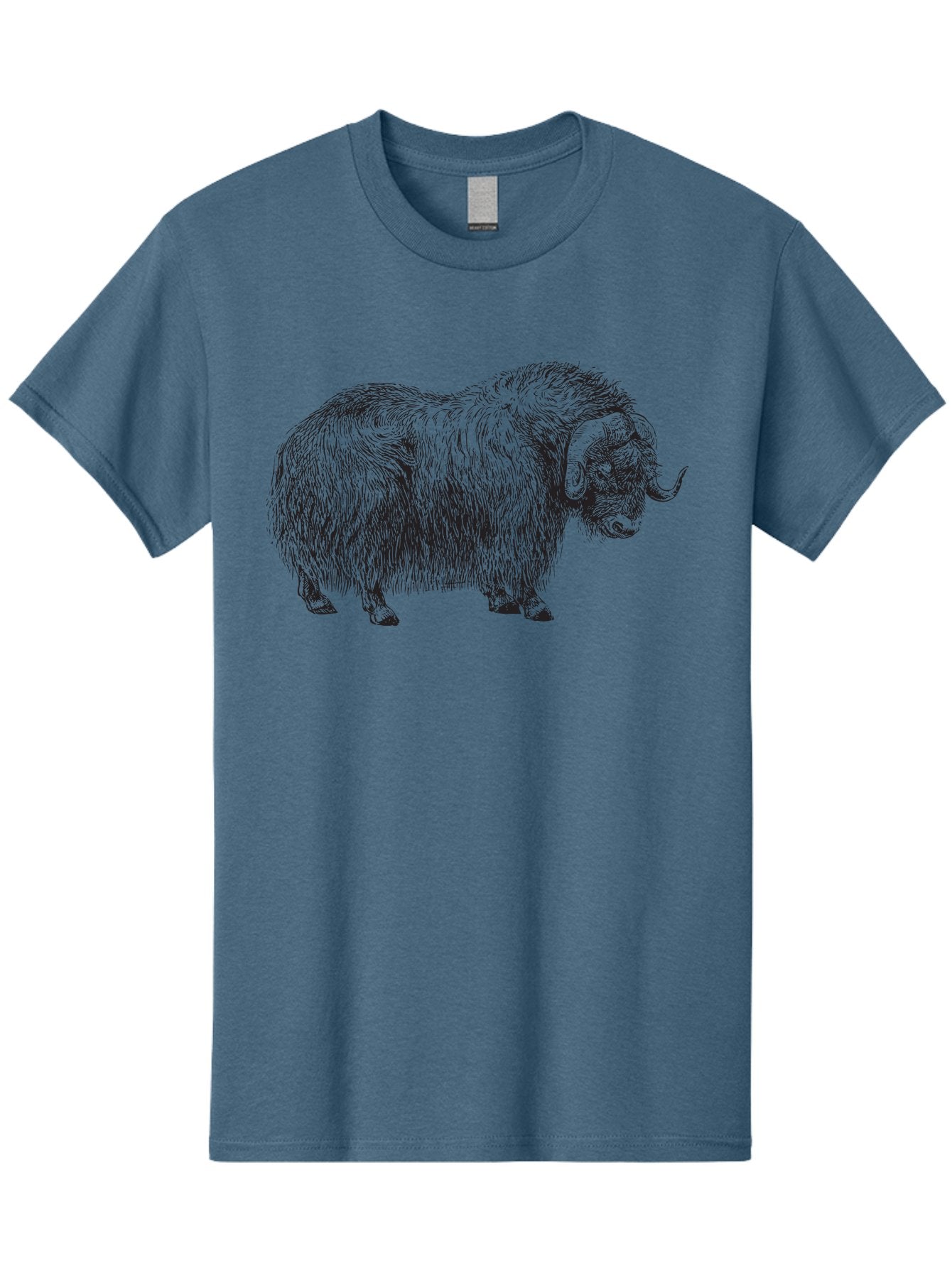 Musk-Ox Men'S Graphic Tee, 100% Cotton, Comfortable Casual Summer Wear, Machine Washable, Muskox Illustration, Detailed Line Art, Wild Animal Portrait, Shaggy Fur, Horned Creature, Arctic Wildlife, Nature Sketch Aad919 6