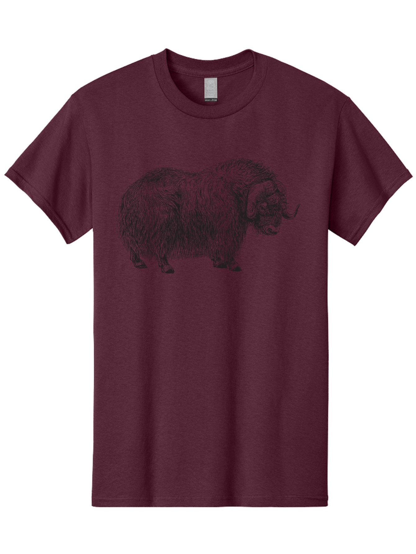 Musk-Ox Men'S Graphic Tee, 100% Cotton, Comfortable Casual Summer Wear, Machine Washable, Muskox Illustration, Detailed Line Art, Wild Animal Portrait, Shaggy Fur, Horned Creature, Arctic Wildlife, Nature Sketch Aad919 4