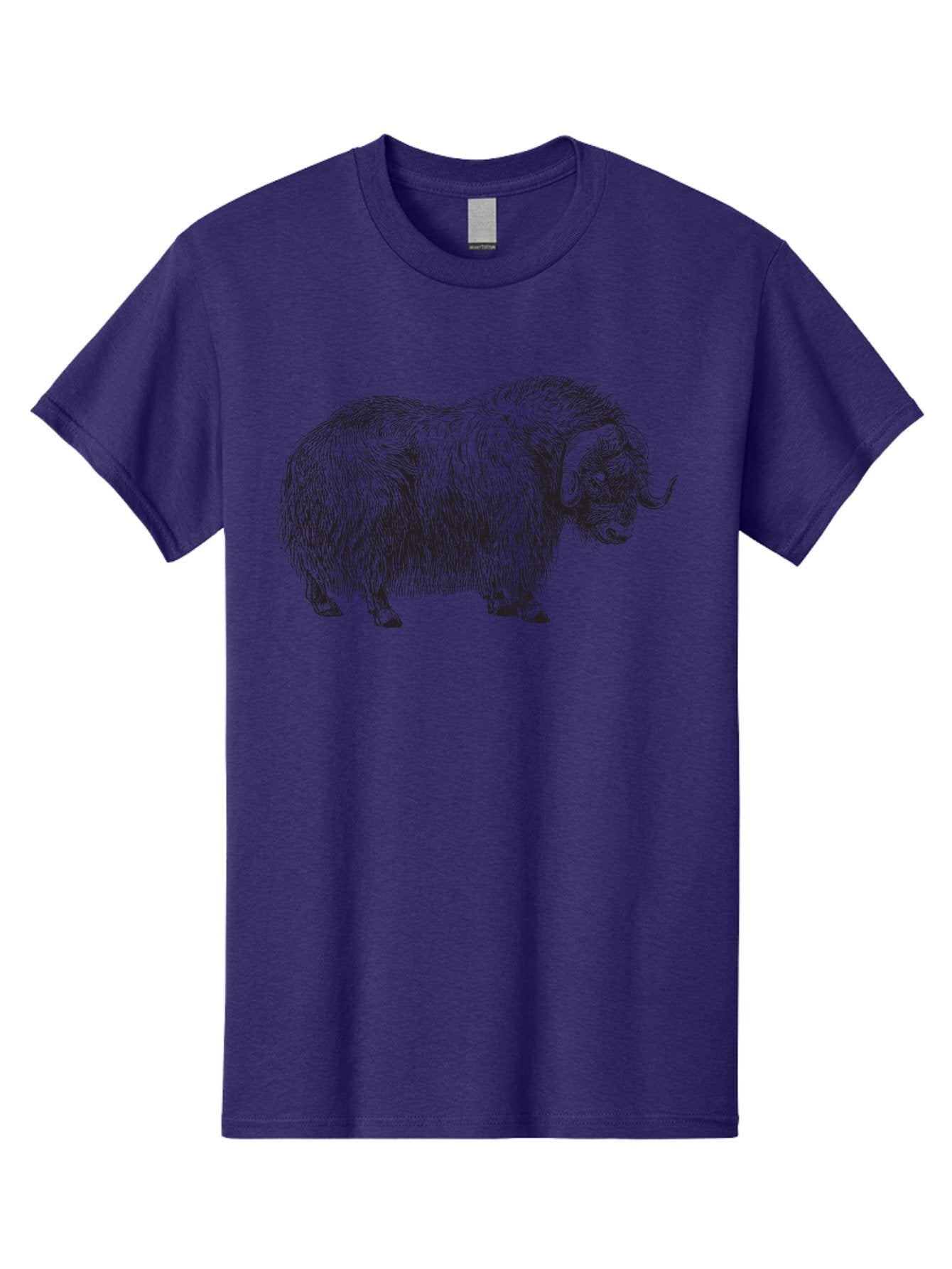 Musk-Ox Men'S Graphic Tee, 100% Cotton, Comfortable Casual Summer Wear, Machine Washable, Muskox Illustration, Detailed Line Art, Wild Animal Portrait, Shaggy Fur, Horned Creature, Arctic Wildlife, Nature Sketch Aad919