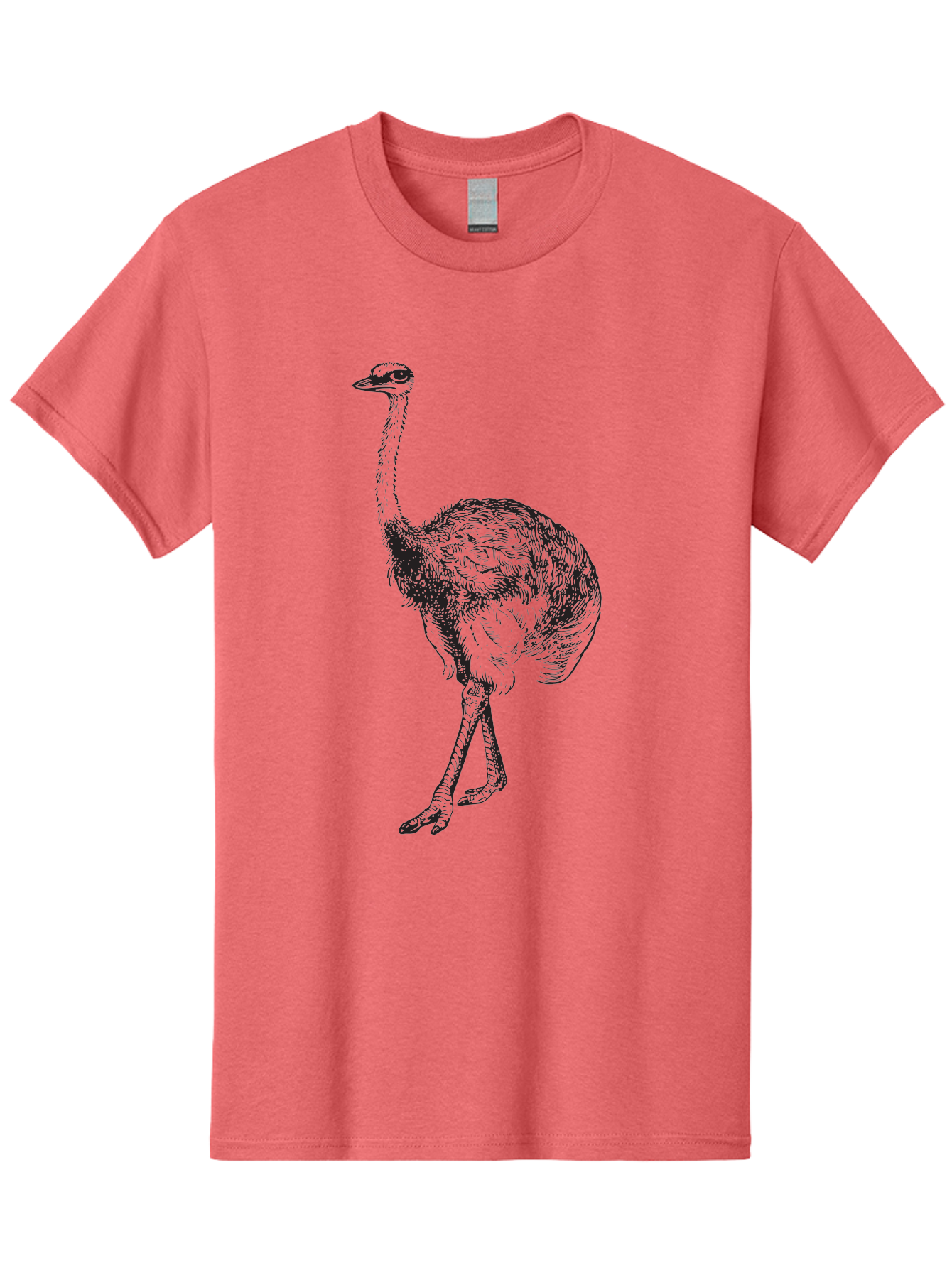 Ostrich-Illustration Men'S Graphic Tee, 100% Cotton, Comfortable Casual Summer Wear, Machine Washable, Ostrich Illustration, Bird Drawing, Wildlife Art, Long Neck, Large Bird, Natural History, Fauna, Wild Animal, Pen And Ink, Graphic Design Aad920 27