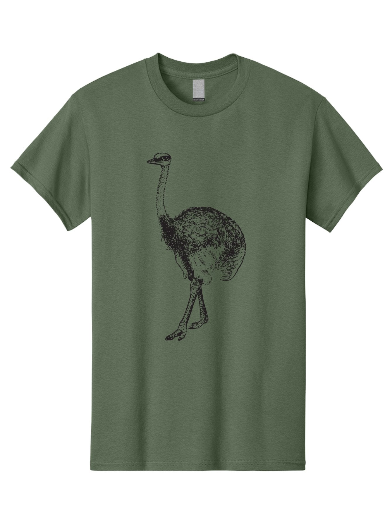 Ostrich-Illustration Men'S Graphic Tee, 100% Cotton, Comfortable Casual Summer Wear, Machine Washable, Ostrich Illustration, Bird Drawing, Wildlife Art, Long Neck, Large Bird, Natural History, Fauna, Wild Animal, Pen And Ink, Graphic Design Aad920 5