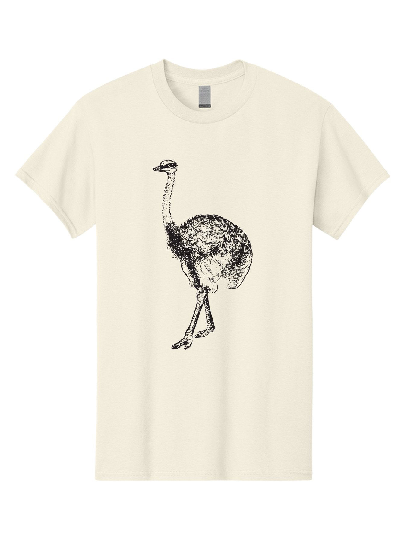 Ostrich-Illustration Men'S Graphic Tee, 100% Cotton, Comfortable Casual Summer Wear, Machine Washable, Ostrich Illustration, Bird Drawing, Wildlife Art, Long Neck, Large Bird, Natural History, Fauna, Wild Animal, Pen And Ink, Graphic Design Aad920 13