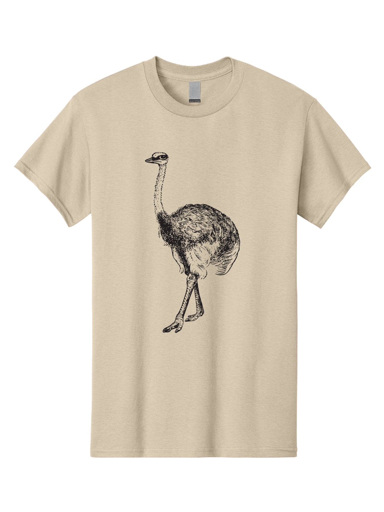 Ostrich-Illustration Men'S Graphic Tee, 100% Cotton, Comfortable Casual Summer Wear, Machine Washable, Ostrich Illustration, Bird Drawing, Wildlife Art, Long Neck, Large Bird, Natural History, Fauna, Wild Animal, Pen And Ink, Graphic Design Aad920 4