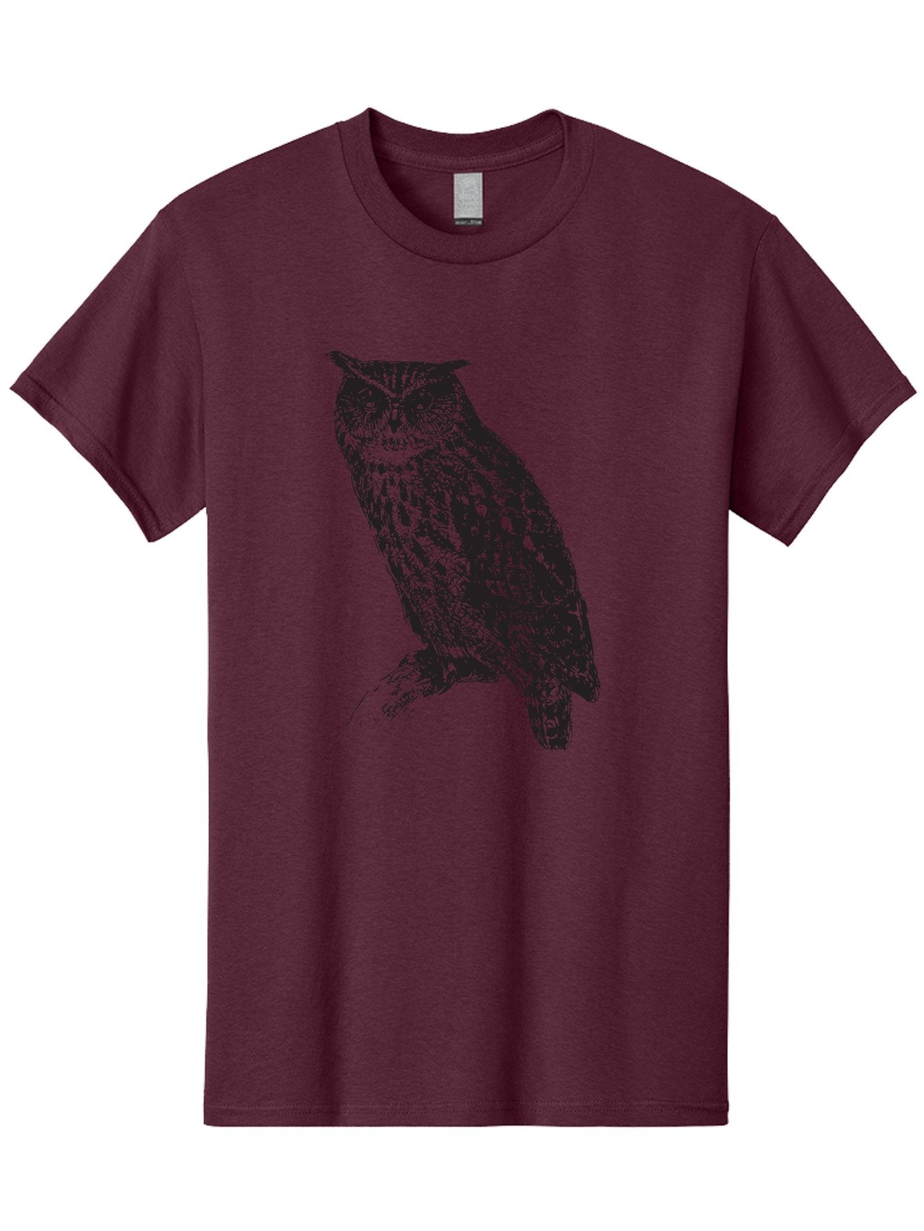 Owl Men'S Graphic Tee, 100% Cotton, Comfortable Casual Summer Wear, Machine Washable, Owl Perched On Branch, Nocturnal Bird, Wise Eyes, Spotted Feathers, Mysterious Creature, Wildlife Art, Nature Illustration, Birdwatching, Aad921 4