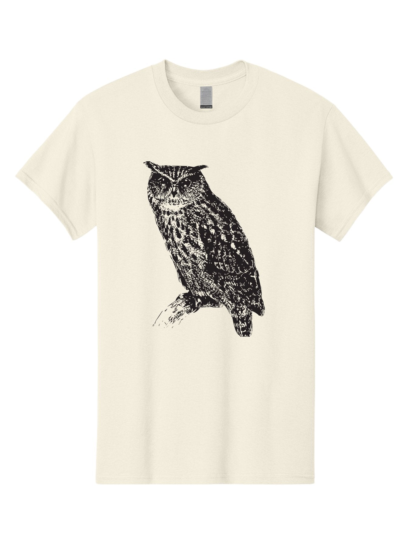 Owl Men'S Graphic Tee, 100% Cotton, Comfortable Casual Summer Wear, Machine Washable, Owl Perched On Branch, Nocturnal Bird, Wise Eyes, Spotted Feathers, Mysterious Creature, Wildlife Art, Nature Illustration, Birdwatching, Aad921 5