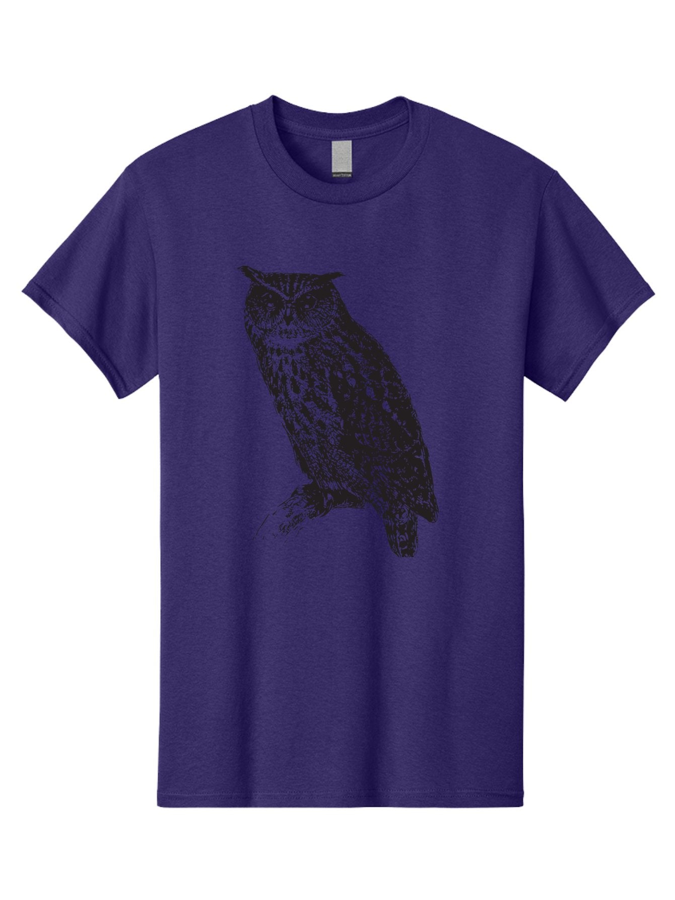 Owl Men'S Graphic Tee, 100% Cotton, Comfortable Casual Summer Wear, Machine Washable, Owl Perched On Branch, Nocturnal Bird, Wise Eyes, Spotted Feathers, Mysterious Creature, Wildlife Art, Nature Illustration, Birdwatching, Aad921