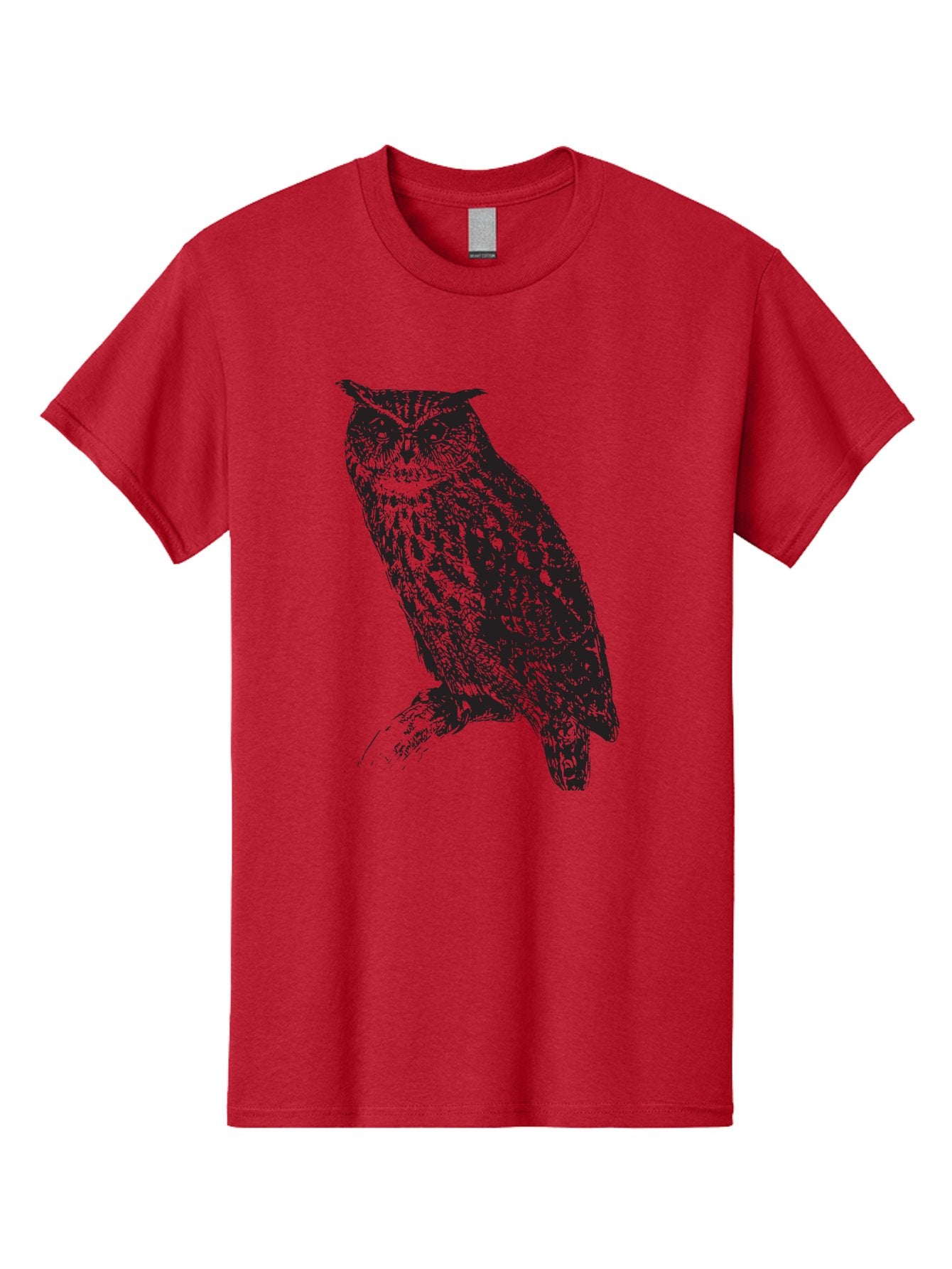 Owl Men'S Graphic Tee, 100% Cotton, Comfortable Casual Summer Wear, Machine Washable, Owl Perched On Branch, Nocturnal Bird, Wise Eyes, Spotted Feathers, Mysterious Creature, Wildlife Art, Nature Illustration, Birdwatching, Aad921