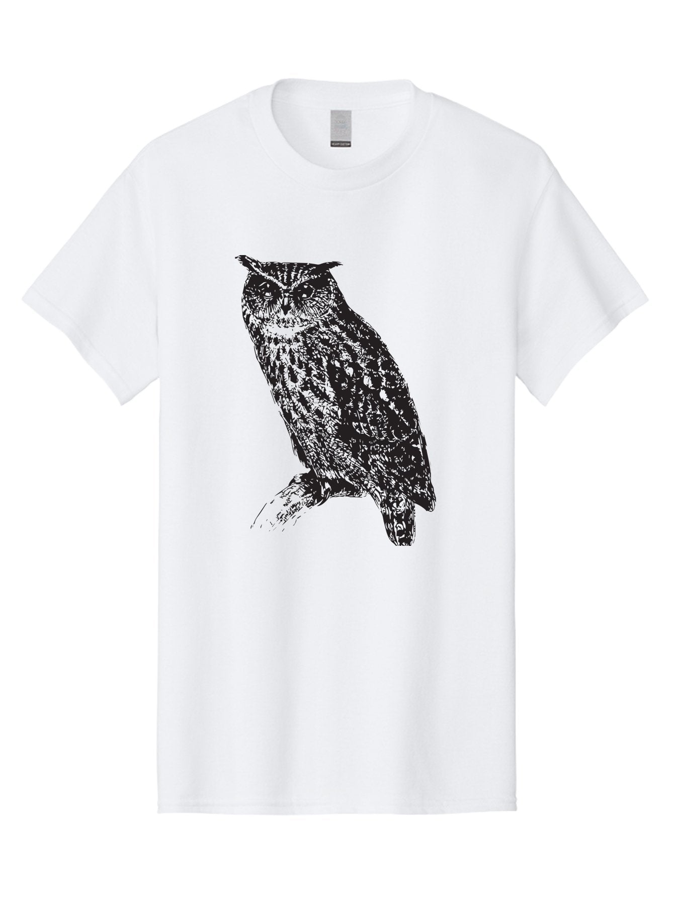 Owl Men'S Graphic Tee, 100% Cotton, Comfortable Casual Summer Wear, Machine Washable, Owl Perched On Branch, Nocturnal Bird, Wise Eyes, Spotted Feathers, Mysterious Creature, Wildlife Art, Nature Illustration, Birdwatching, Aad921 7