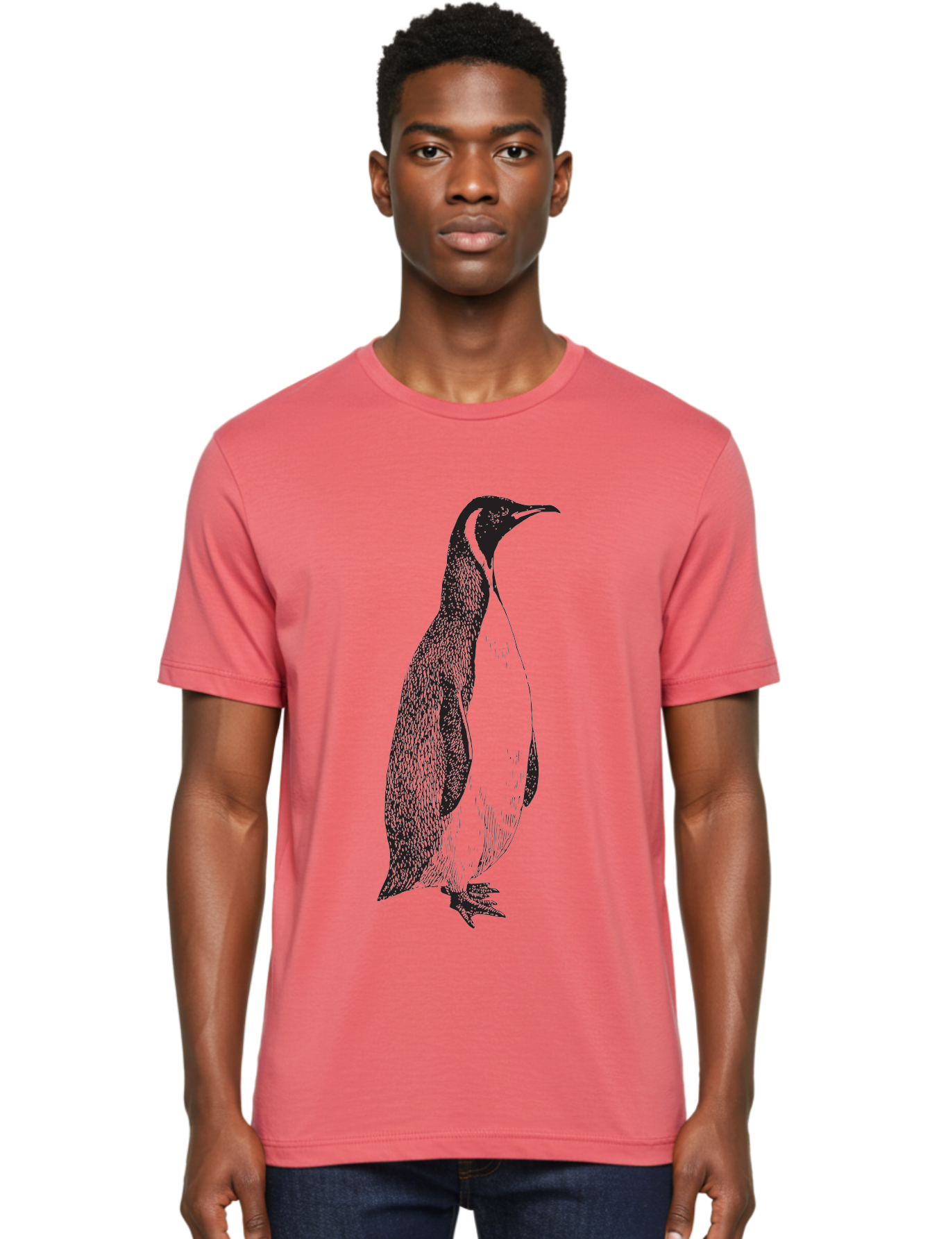 Penguin Men'S Graphic Tee, 100% Cotton, Comfortable Casual Summer Wear, Machine Washable, Penguin Illustration, Black And White Penguin, Detailed Artwork, Wildlife Graphic, Stylized Bird, Antarctic Bird, Tuxedo Bird, Flightless Bird, Aad924 30