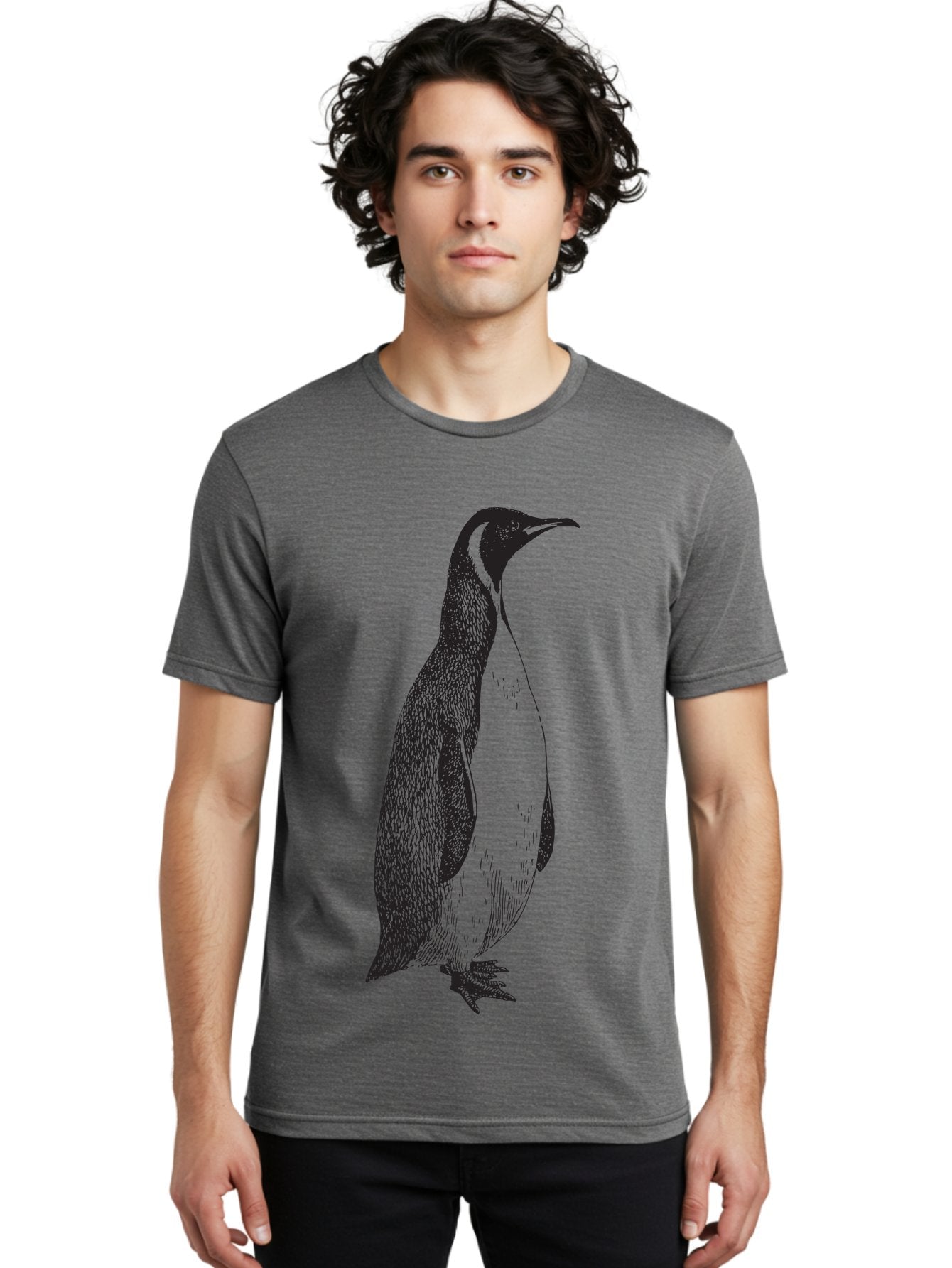 Penguin Men'S Graphic Tee, 100% Cotton, Comfortable Casual Summer Wear, Machine Washable, Penguin Illustration, Black And White Penguin, Detailed Artwork, Wildlife Graphic, Stylized Bird, Antarctic Bird, Tuxedo Bird, Flightless Bird, Aad924 17