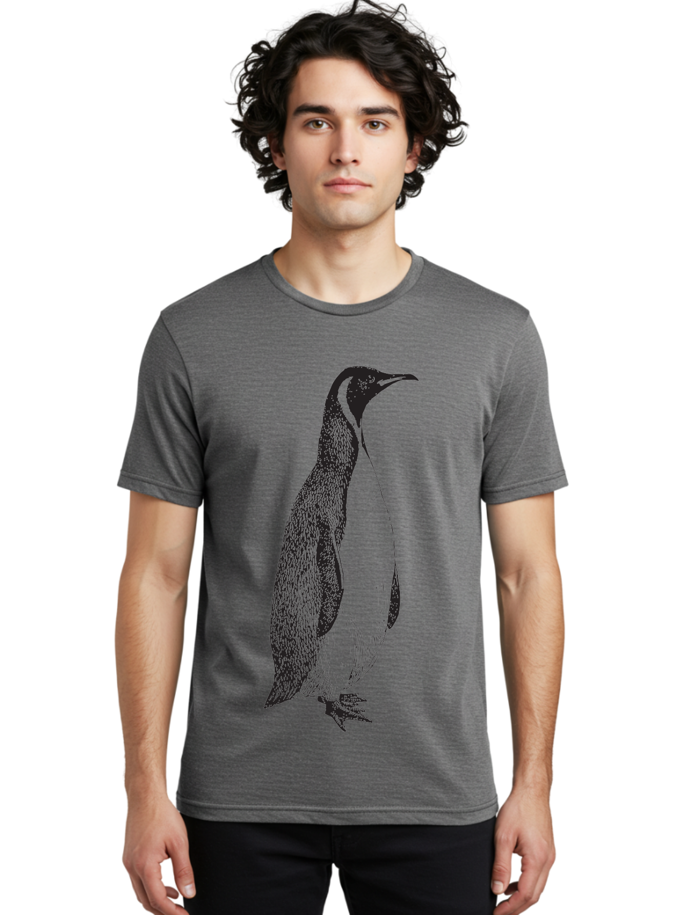 Penguin Men'S Graphic Tee, 100% Cotton, Comfortable Casual Summer Wear, Machine Washable, Penguin Illustration, Black And White Penguin, Detailed Artwork, Wildlife Graphic, Stylized Bird, Antarctic Bird, Tuxedo Bird, Flightless Bird, Aad924 28
