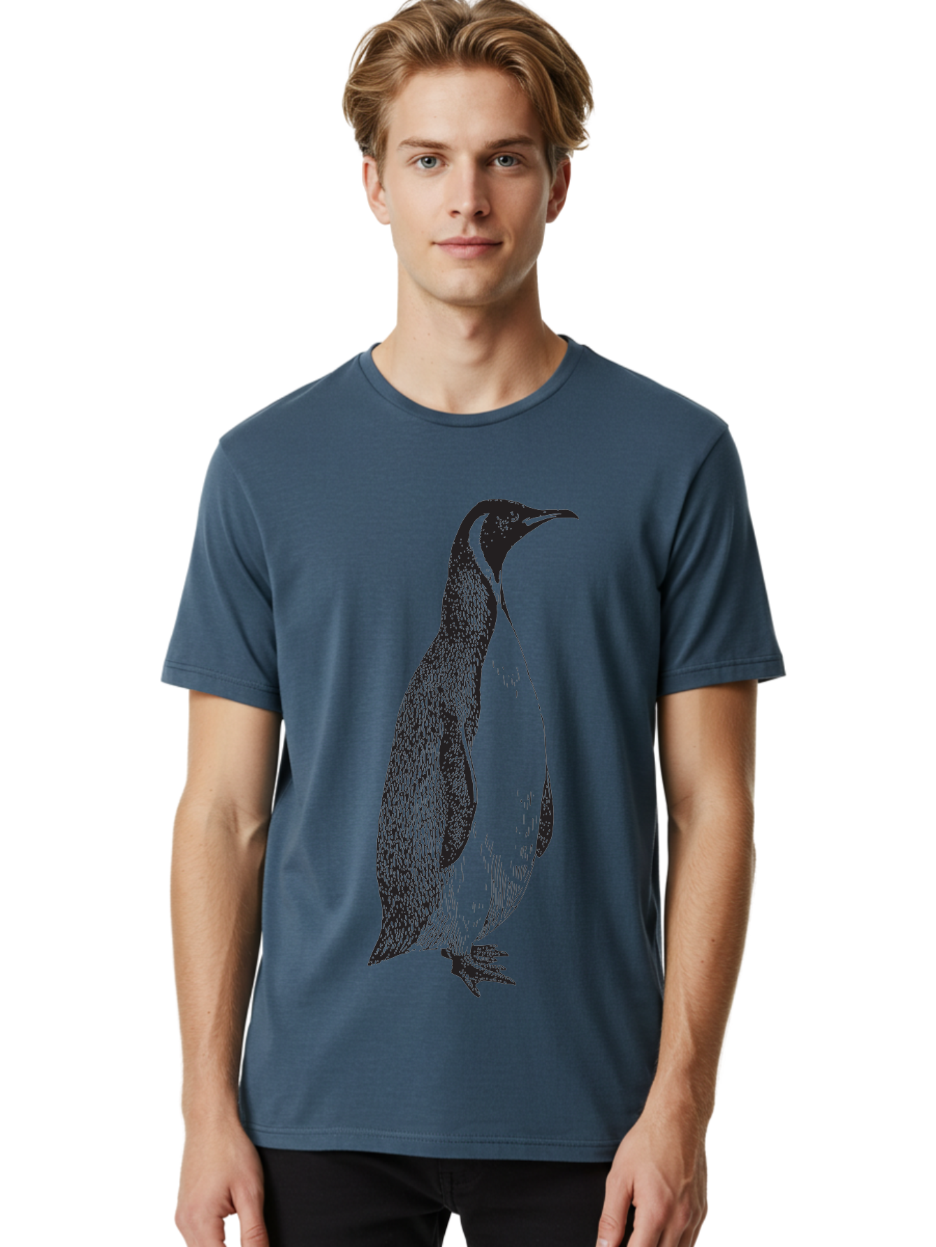 Penguin Men'S Graphic Tee, 100% Cotton, Comfortable Casual Summer Wear, Machine Washable, Penguin Illustration, Black And White Penguin, Detailed Artwork, Wildlife Graphic, Stylized Bird, Antarctic Bird, Tuxedo Bird, Flightless Bird, Aad924 14