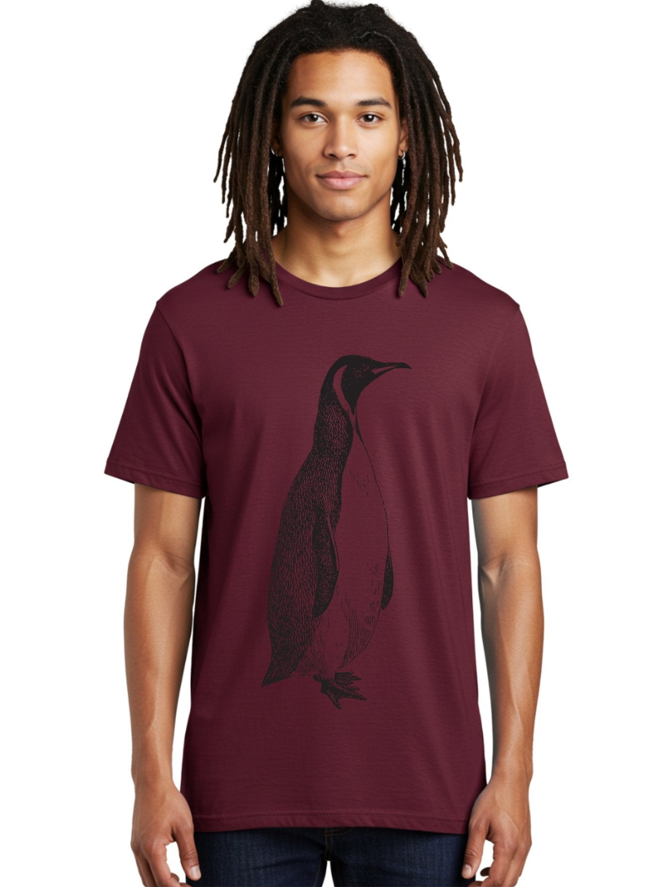 Penguin Men'S Graphic Tee, 100% Cotton, Comfortable Casual Summer Wear, Machine Washable, Penguin Illustration, Black And White Penguin, Detailed Artwork, Wildlife Graphic, Stylized Bird, Antarctic Bird, Tuxedo Bird, Flightless Bird, Aad924 23
