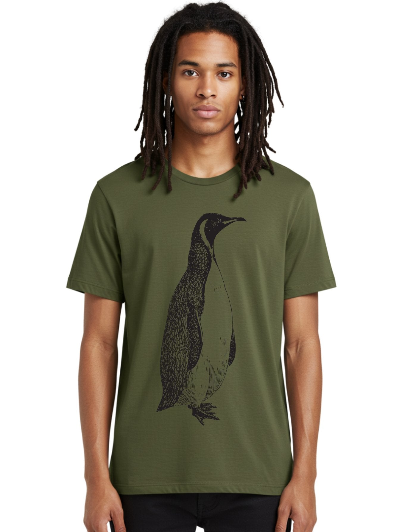 Penguin Men'S Graphic Tee, 100% Cotton, Comfortable Casual Summer Wear, Machine Washable, Penguin Illustration, Black And White Penguin, Detailed Artwork, Wildlife Graphic, Stylized Bird, Antarctic Bird, Tuxedo Bird, Flightless Bird, Aad924 27