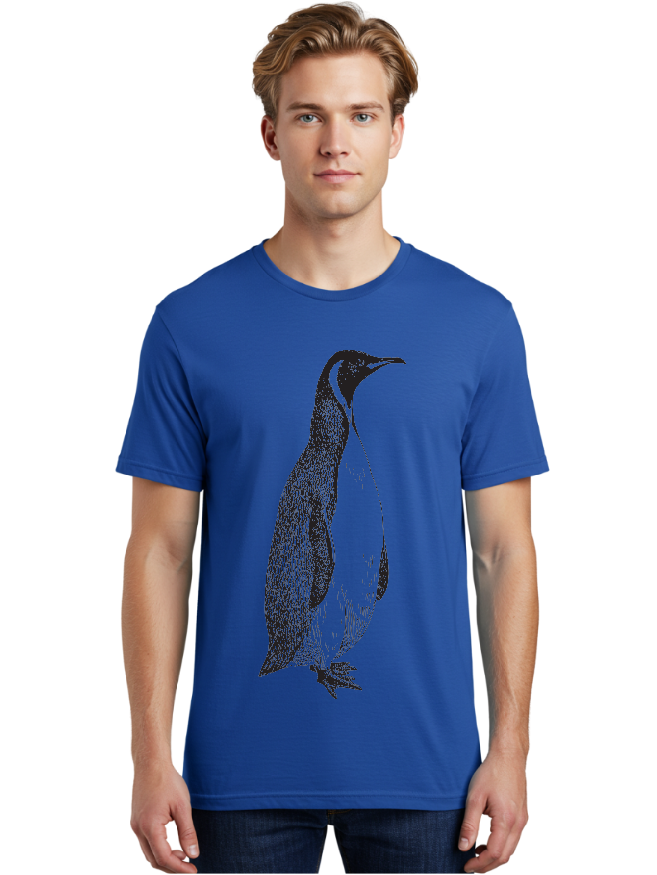 Penguin Men'S Graphic Tee, 100% Cotton, Comfortable Casual Summer Wear, Machine Washable, Penguin Illustration, Black And White Penguin, Detailed Artwork, Wildlife Graphic, Stylized Bird, Antarctic Bird, Tuxedo Bird, Flightless Bird, Aad924 20